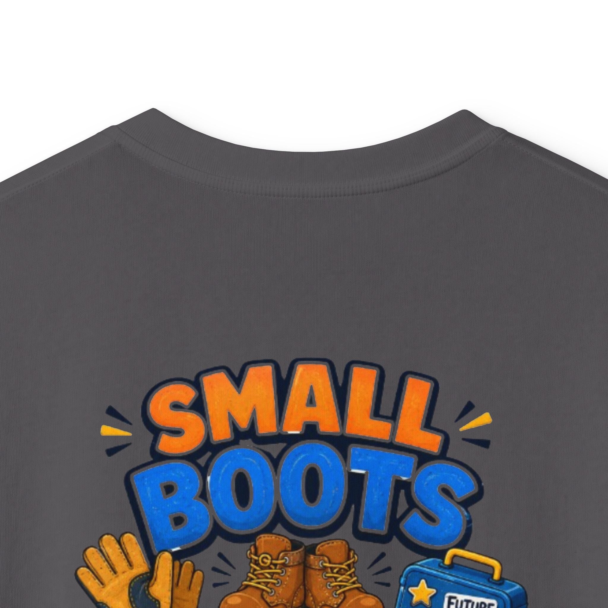 Kids Tee — "Small Boots Big Jobs" Construction Graphic Shirt for Young Builders