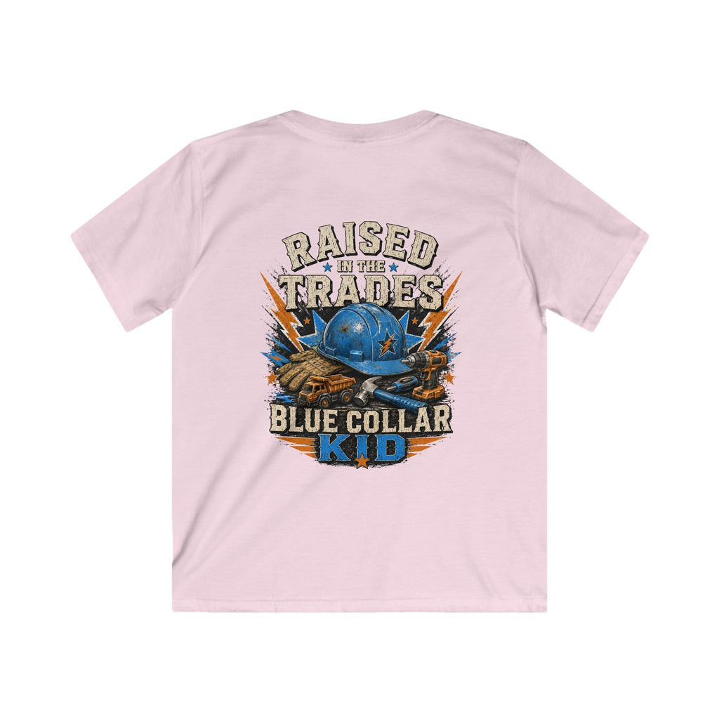 Kids T-Shirt - "Raised With Trades" Blue Collar Kid Graphic Tee