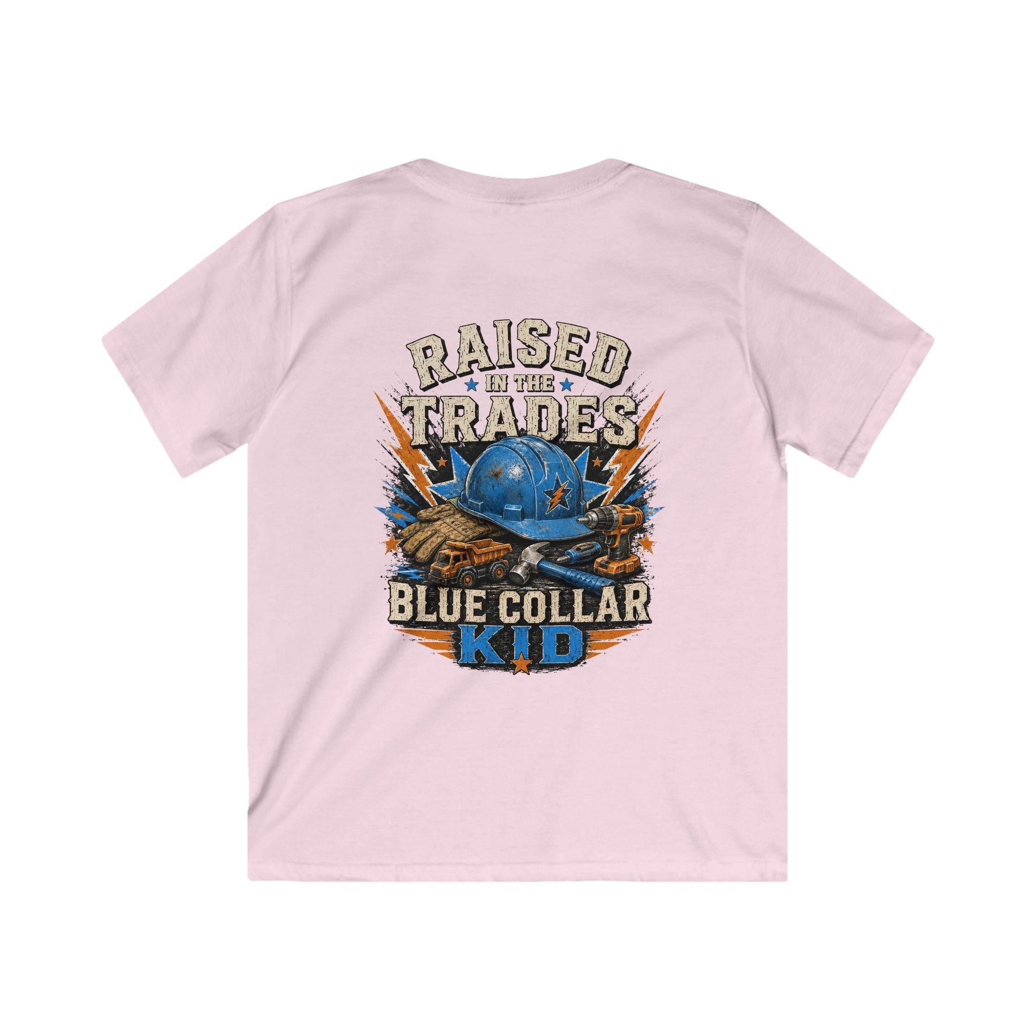 Kids T-Shirt - "Raised With Trades" Blue Collar Kid Graphic Tee