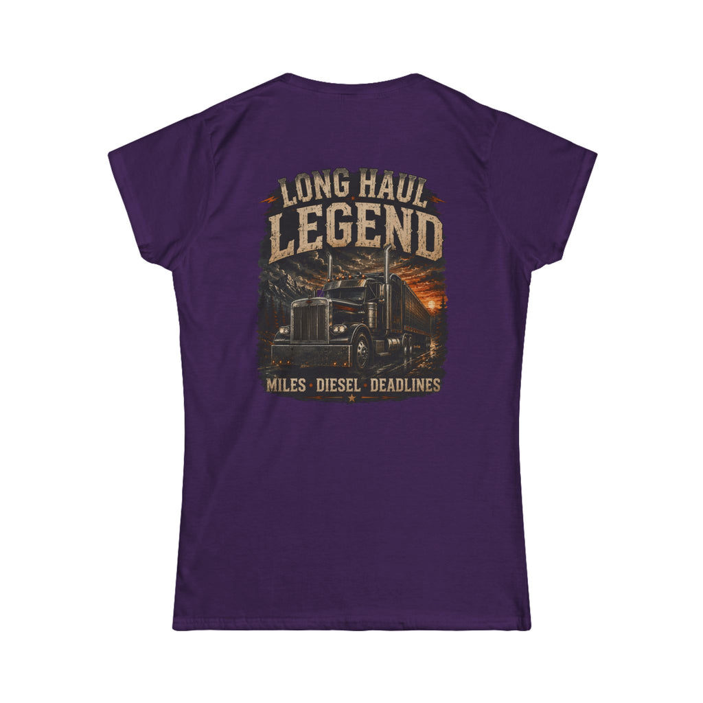 Long Haul Legend Women's Tee – Truck Driver Miles, Diesel Deadlines Graphic Shirt