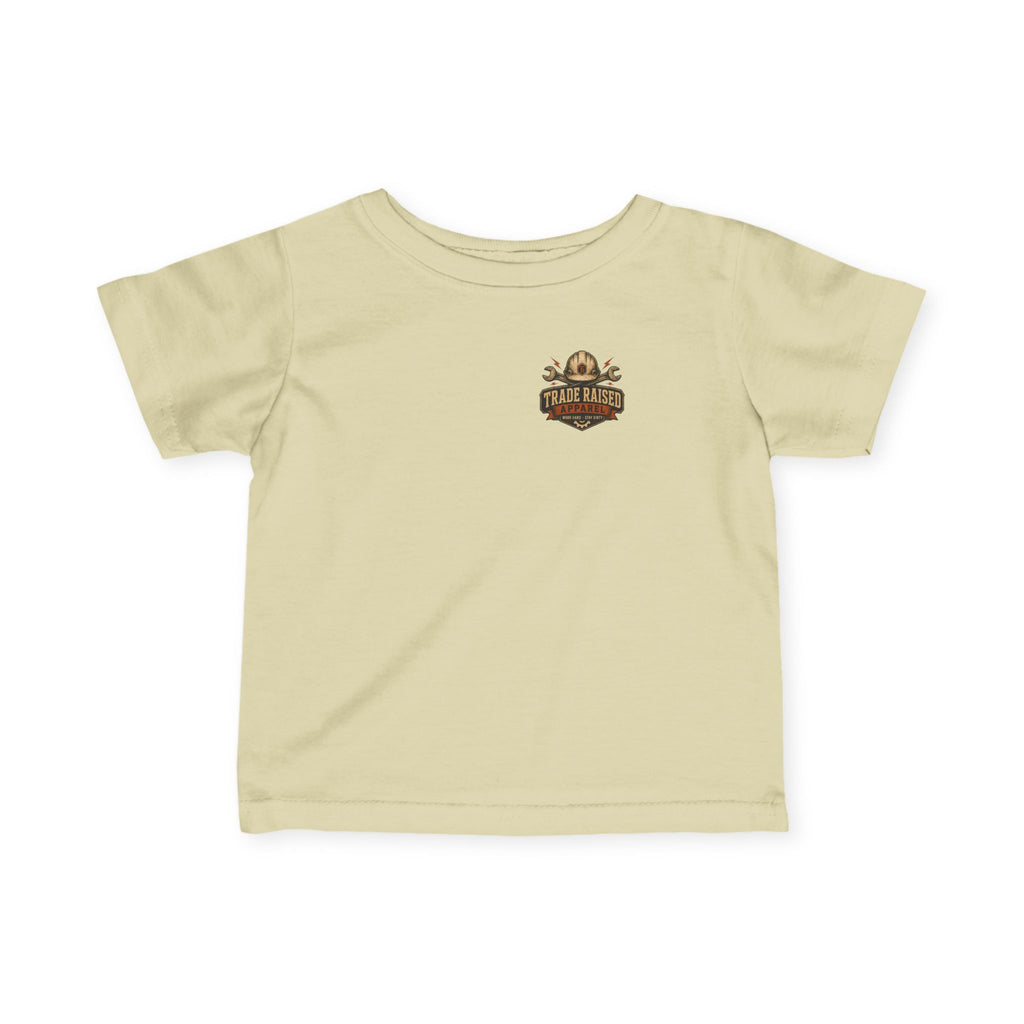 Infant Tee — “Small Boots Big Jobs” Construction Baby Shirt