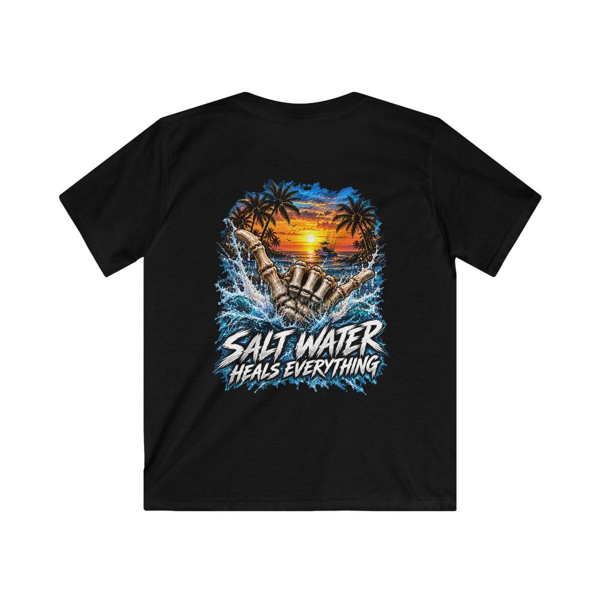 Kids T-Shirt — "Salt Water Heals Everything" Tropical Sunset Beach Tee