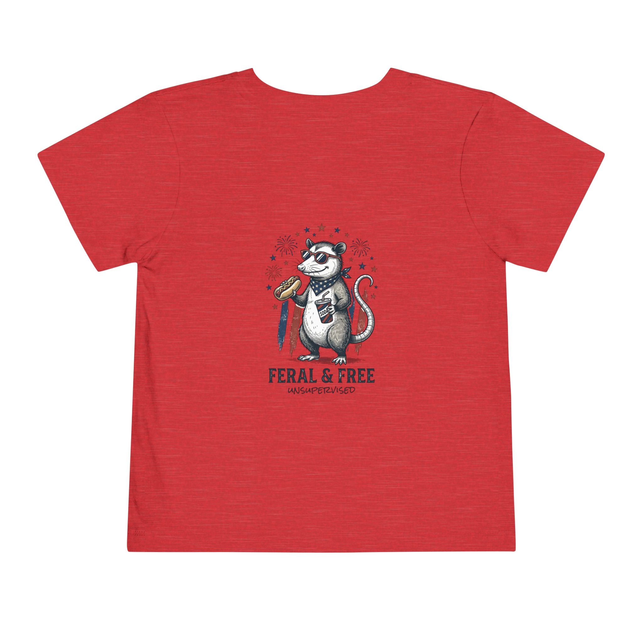Toddler Tee — "Feral & Free" Raccoon 4th of July Patriotic Shirt