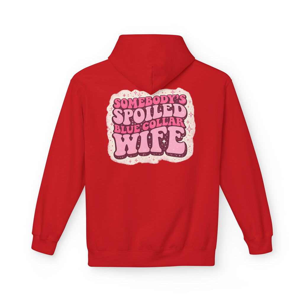 Somebody's Spoiled Blue Collar Wife Hoodie - Pink Retro Graphic Pullover