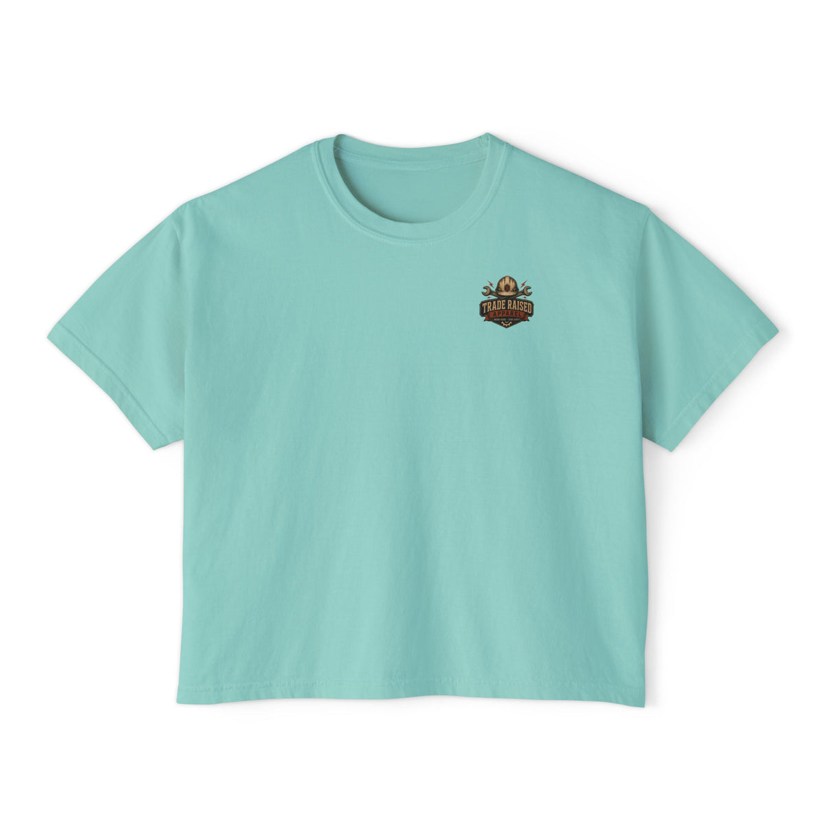 Blue Collar Brat Women's Boxy Tee — Retro Workwear Graphic Crop T-Shirt