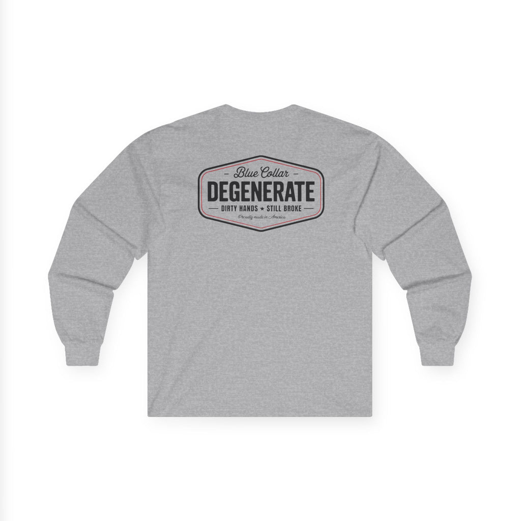 Degenerate Blue Collar Long Sleeve Tee — 'Blue Collar Degenerate' Workwear Shirt