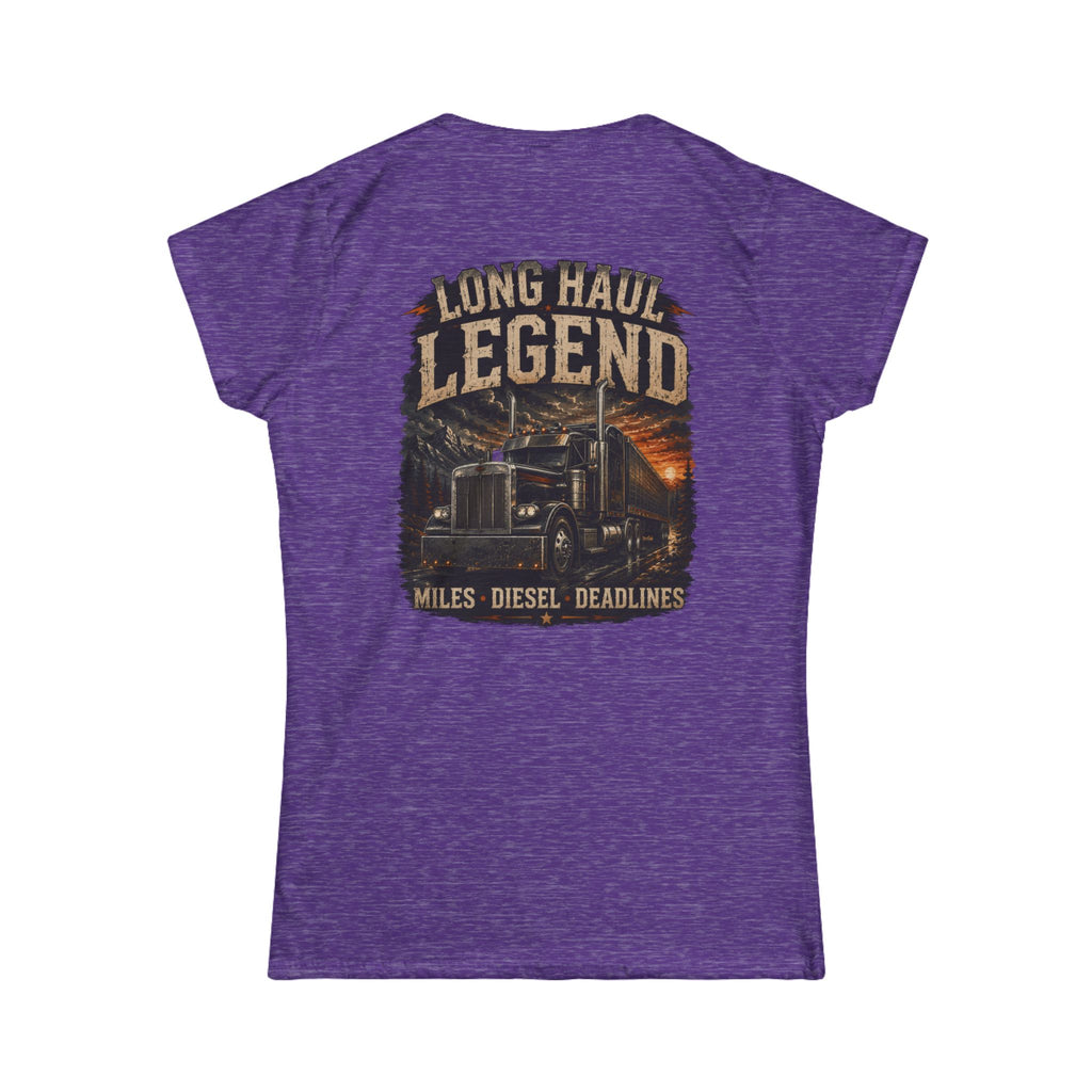 Long Haul Legend Women's Tee – Truck Driver Miles, Diesel Deadlines Graphic Shirt