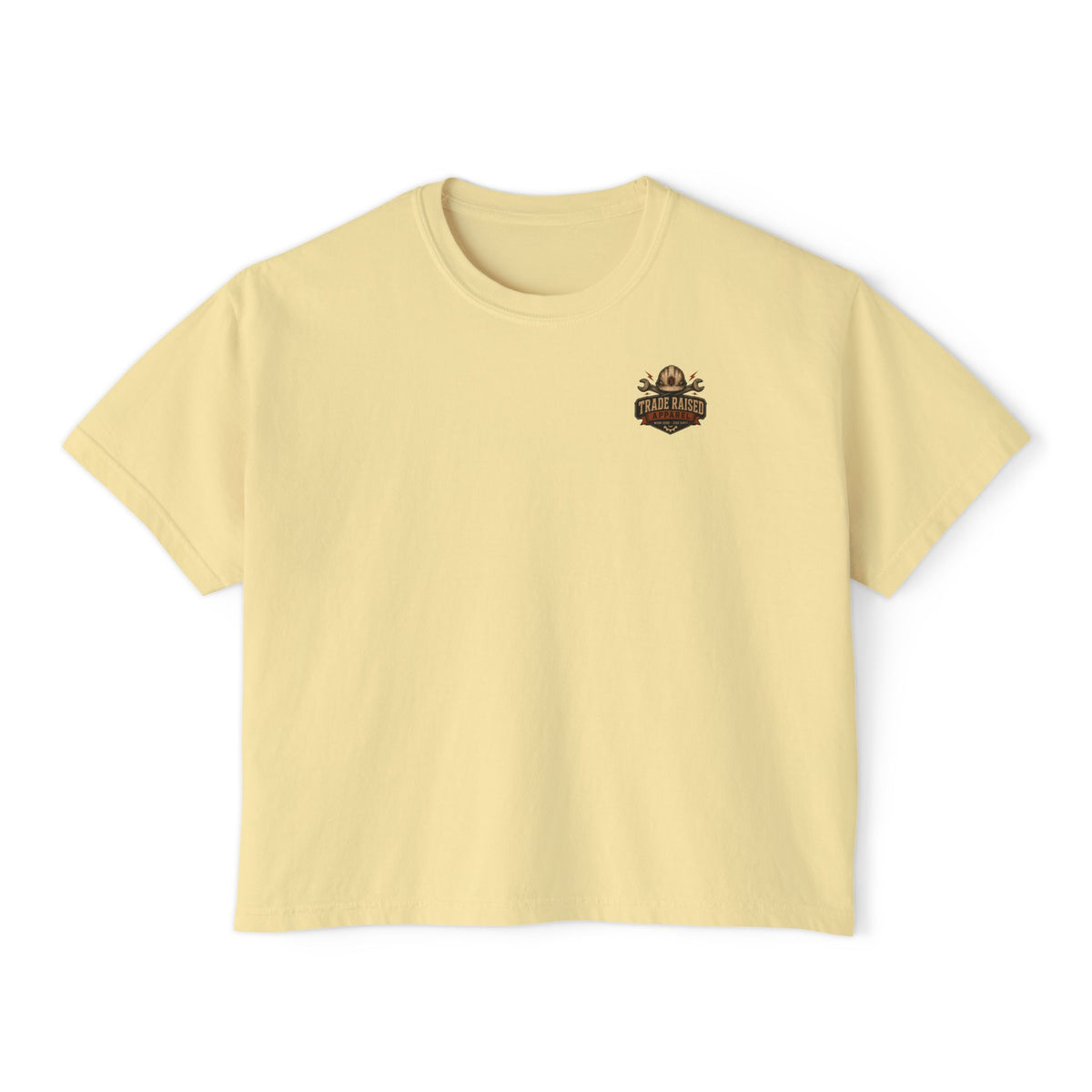 Blue Collar Brat Women's Boxy Tee — Retro Workwear Graphic Crop T-Shirt