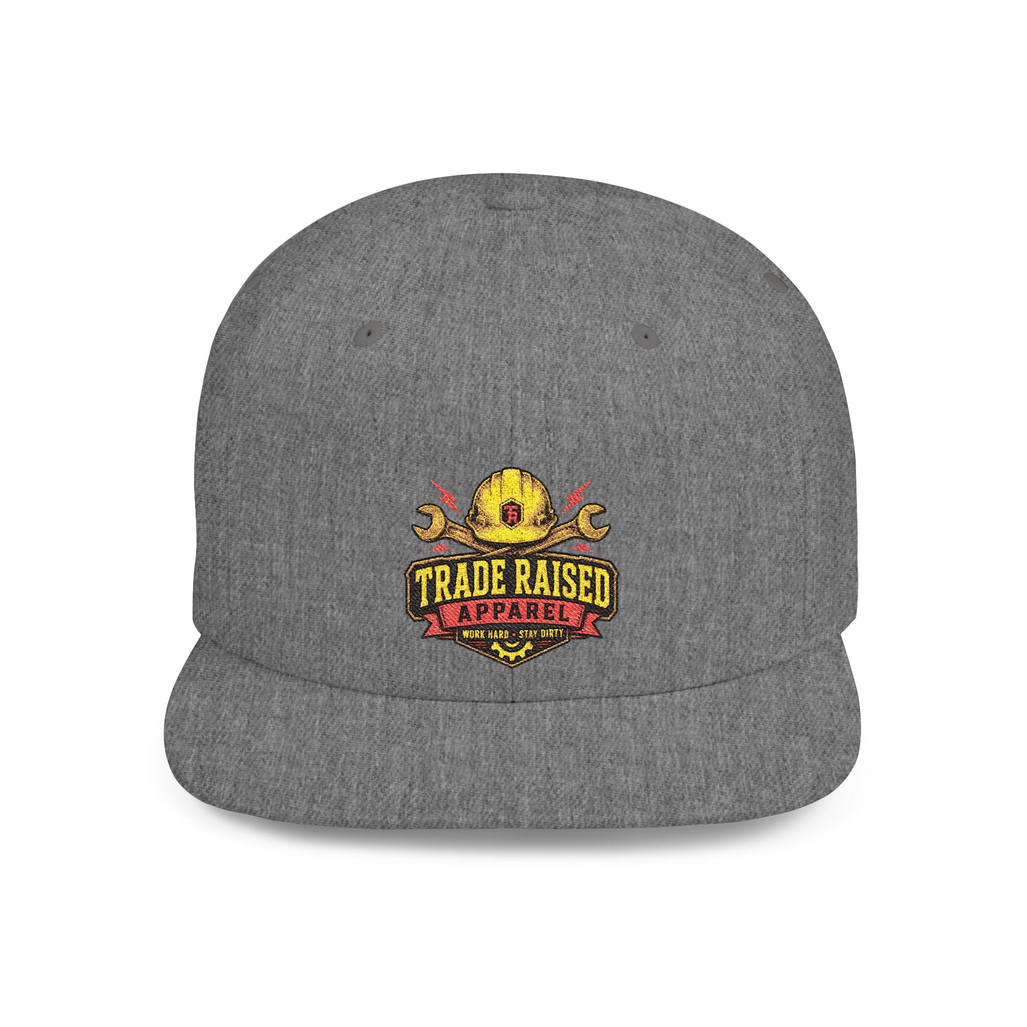 Flat Bill Snapback Hat — "Trade Raised" Logo Cap