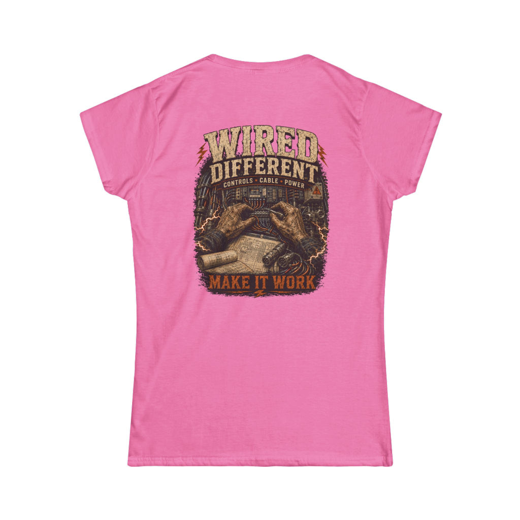 Wired Different Tee — "Make It Work" Electrician Engineer Graphic Women's T‑Shirt