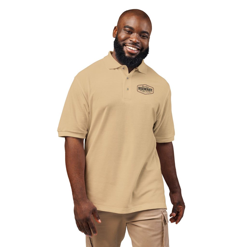 Embroidered Blue Collar Degenerate Polo Shirt