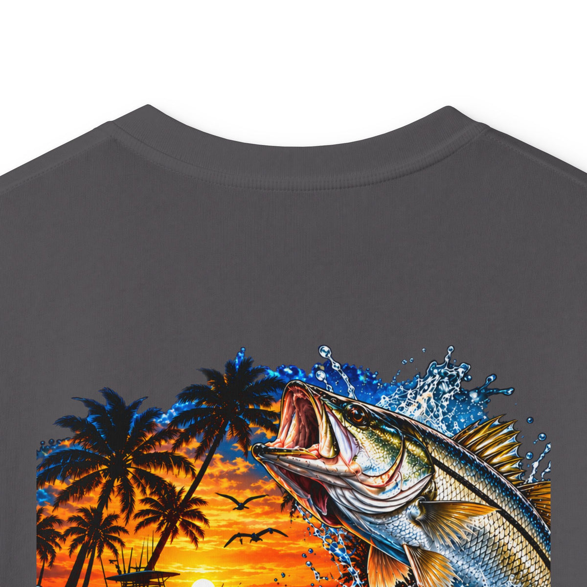 Kids Tee — Tropical Fishing Sunset Graphic (Back) with Small Front Logo
