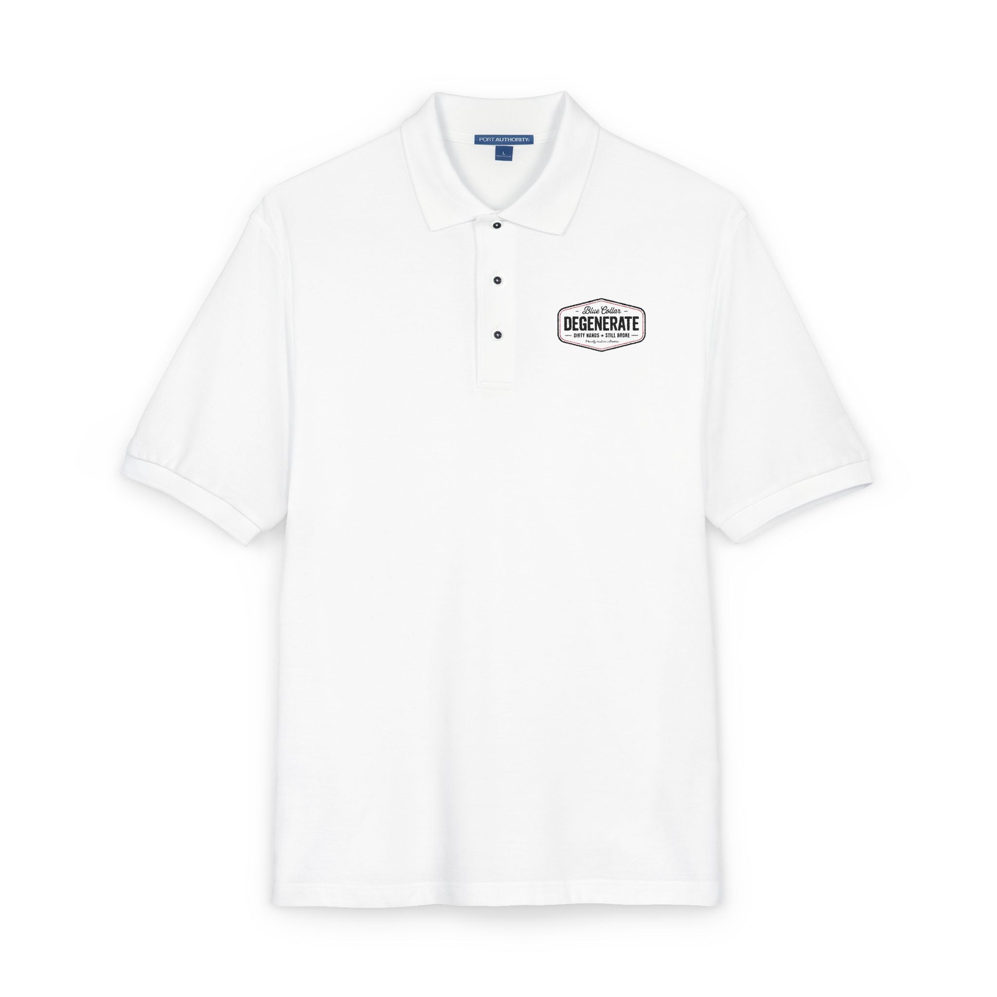 Embroidered Blue Collar Degenerate Polo Shirt