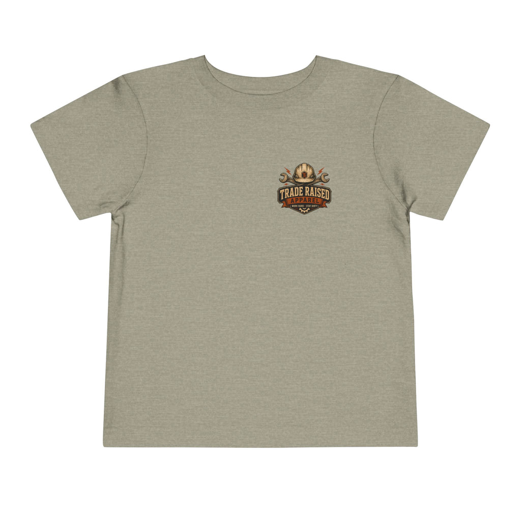 Toddler Tee — "Raised in the Trades" Blue Collar Kid Shirt