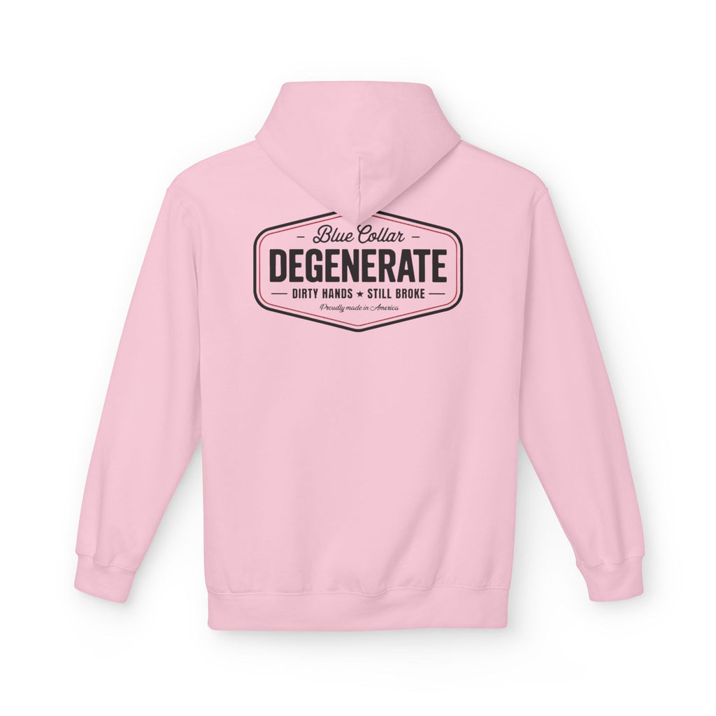 Blue Collar Degenerate Hoodie – "Dirty Hands • Still Broke" Workwear Pullover