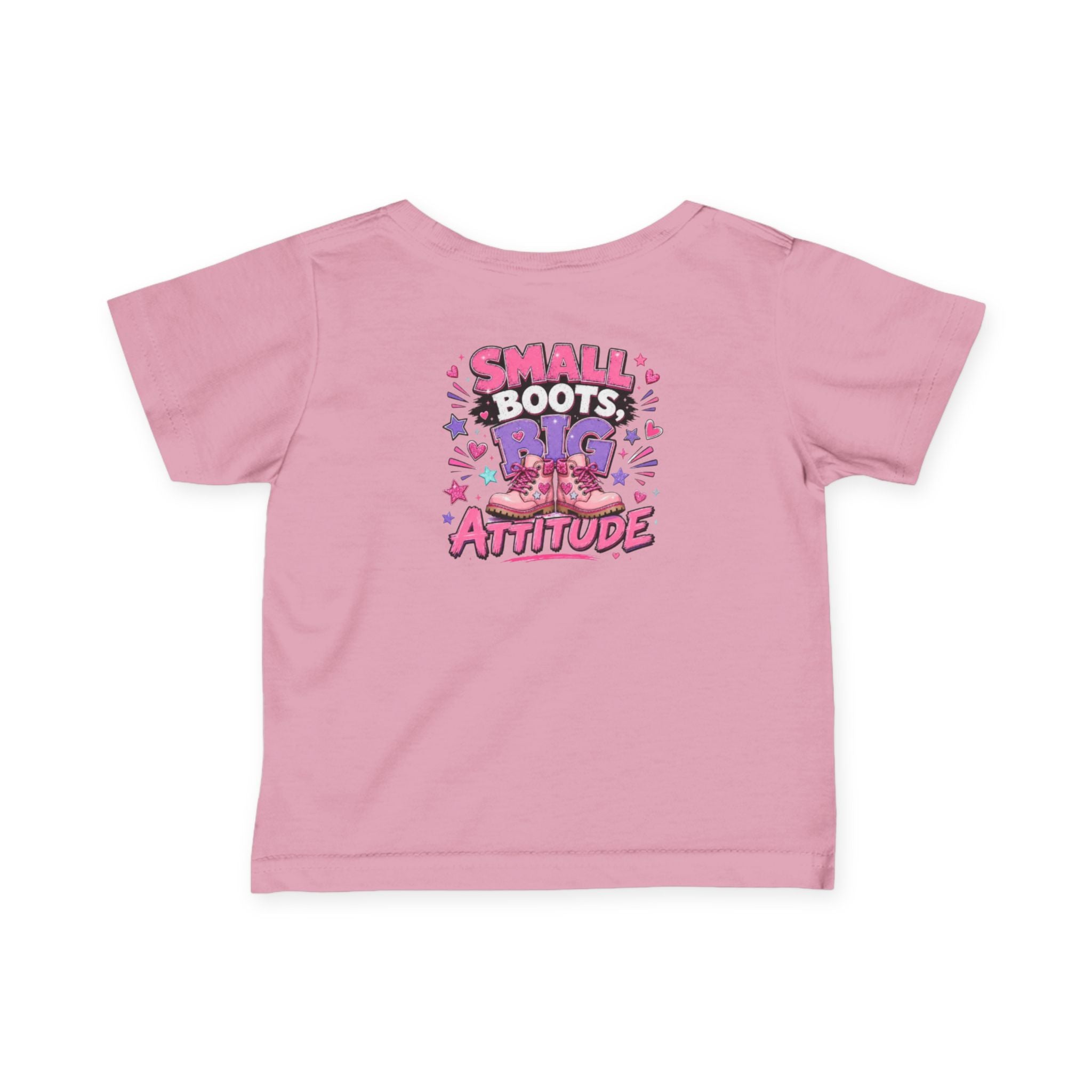 Infant Tee — "Small Boots Big Attitude" Cute Baby Boot Graphic Shirt