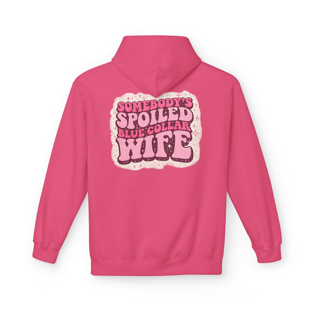 Somebody's Spoiled Blue Collar Wife Hoodie - Pink Retro Graphic Pullover