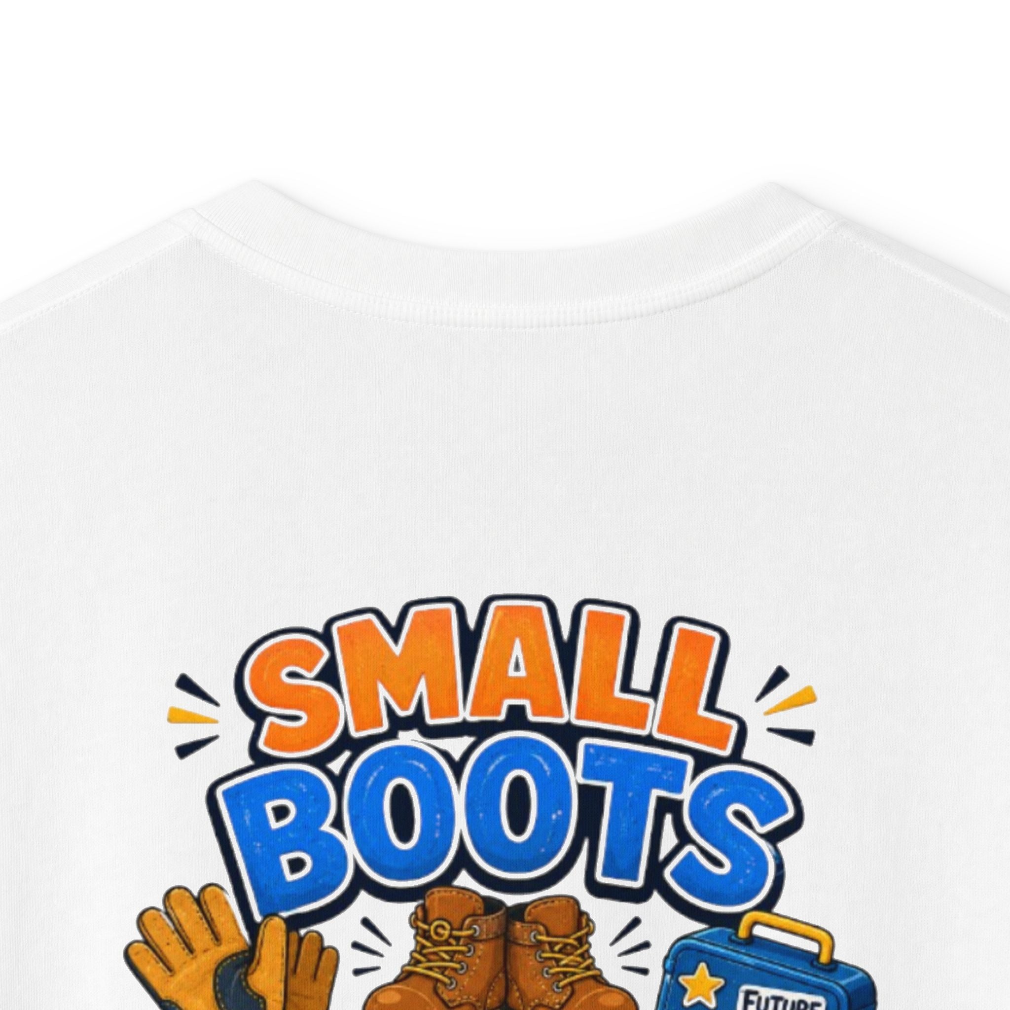 Kids Tee — "Small Boots Big Jobs" Construction Graphic Shirt for Young Builders