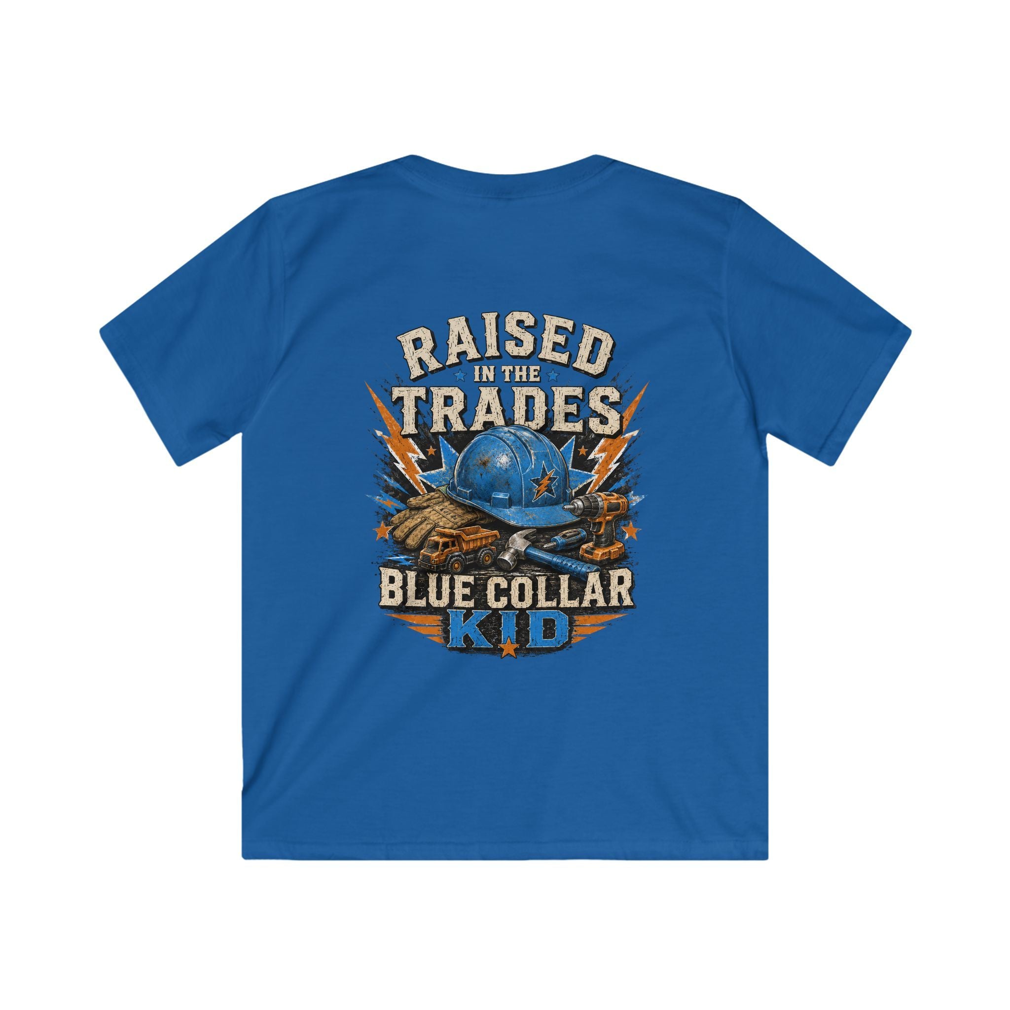 Kids T-Shirt - "Raised With Trades" Blue Collar Kid Graphic Tee