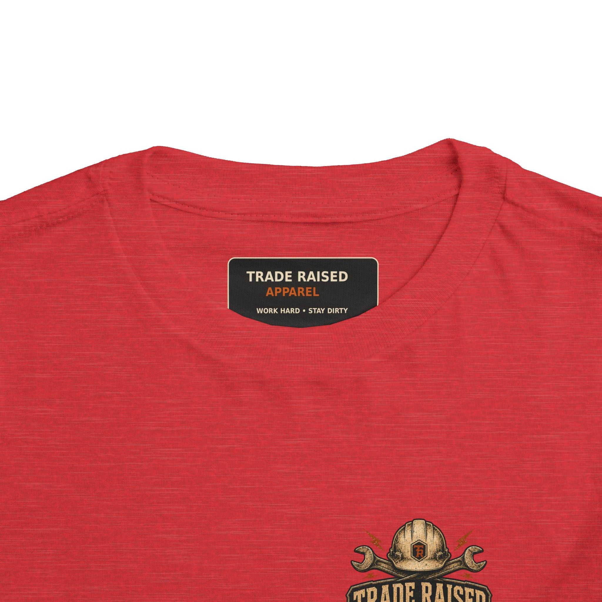 Toddler Tee — "Raised in the Trades" Blue Collar Kid Shirt