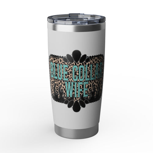 Blue Collar Wife Leopard Tumbler — 20oz Insulated Travel Cup