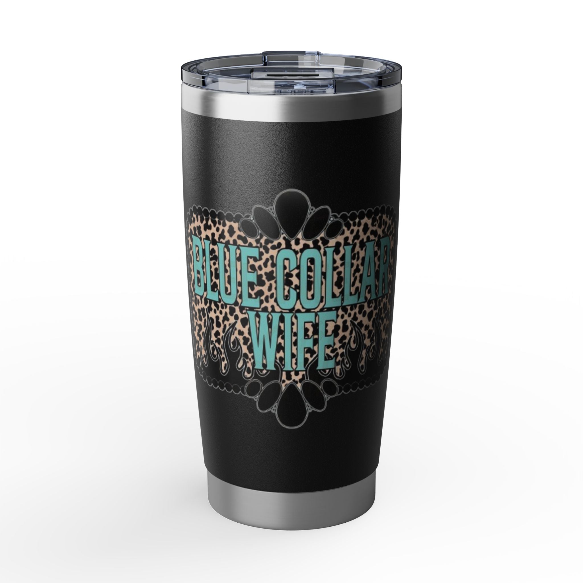 Blue Collar Wife Leopard Tumbler — 20oz Insulated Travel Cup