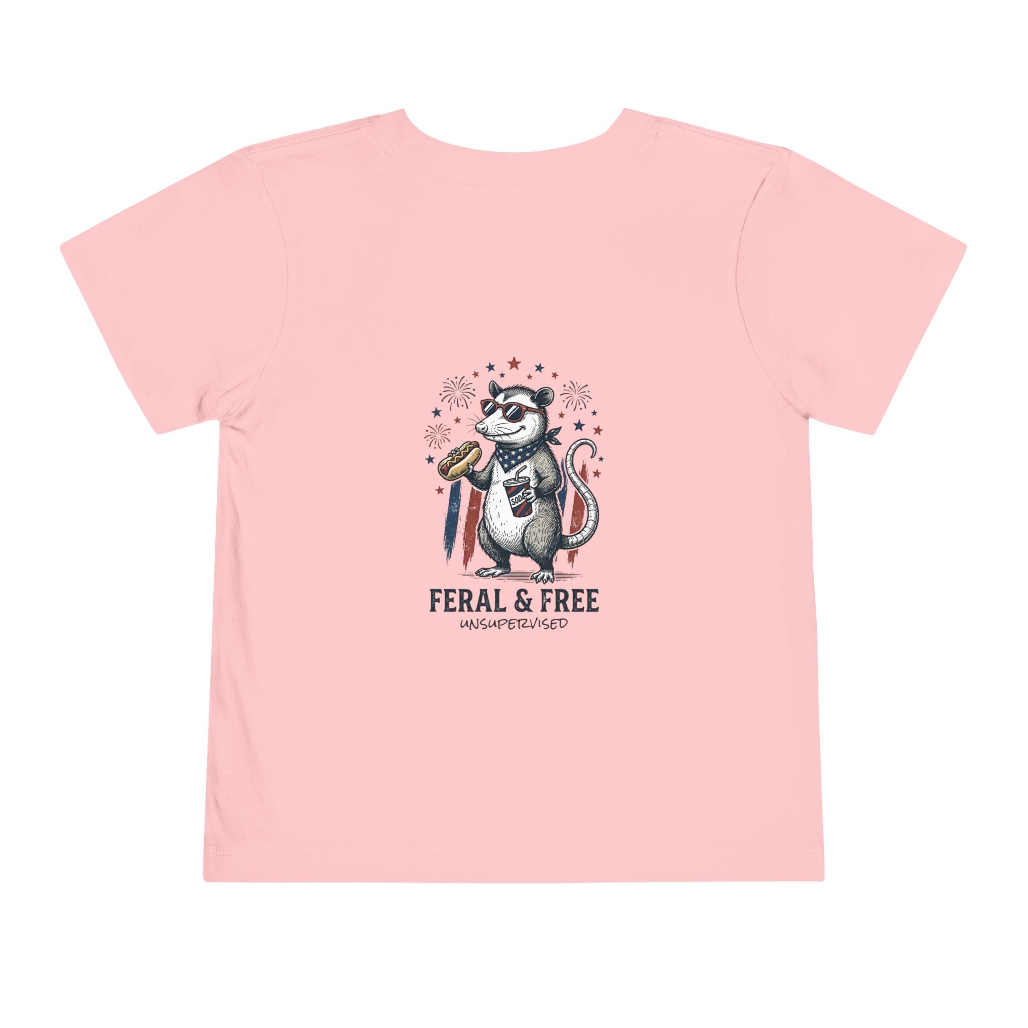 Toddler Tee — "Feral & Free" Raccoon 4th of July Patriotic Shirt