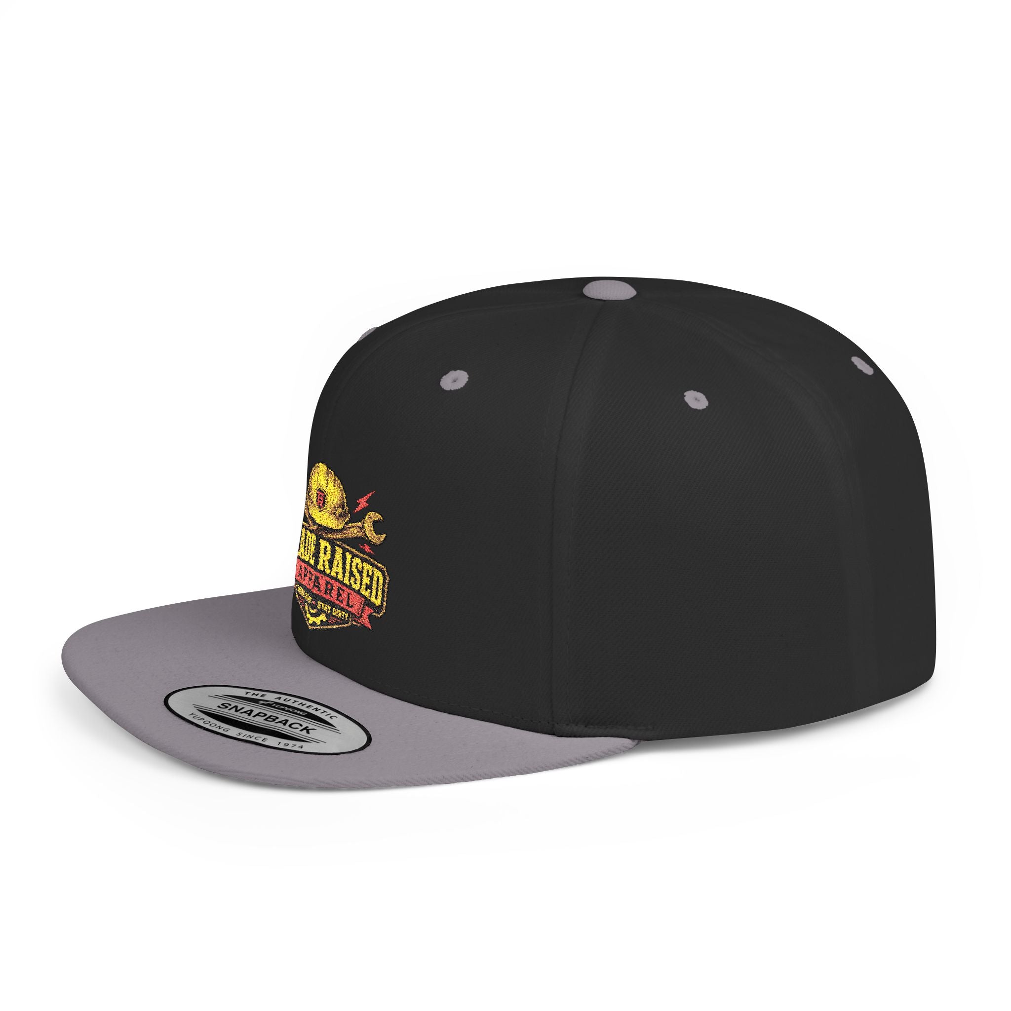 Flat Bill Snapback Hat — "Trade Raised" Logo Cap