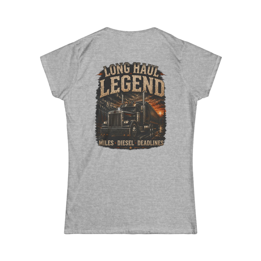 Long Haul Legend Women's Tee – Truck Driver Miles, Diesel Deadlines Graphic Shirt