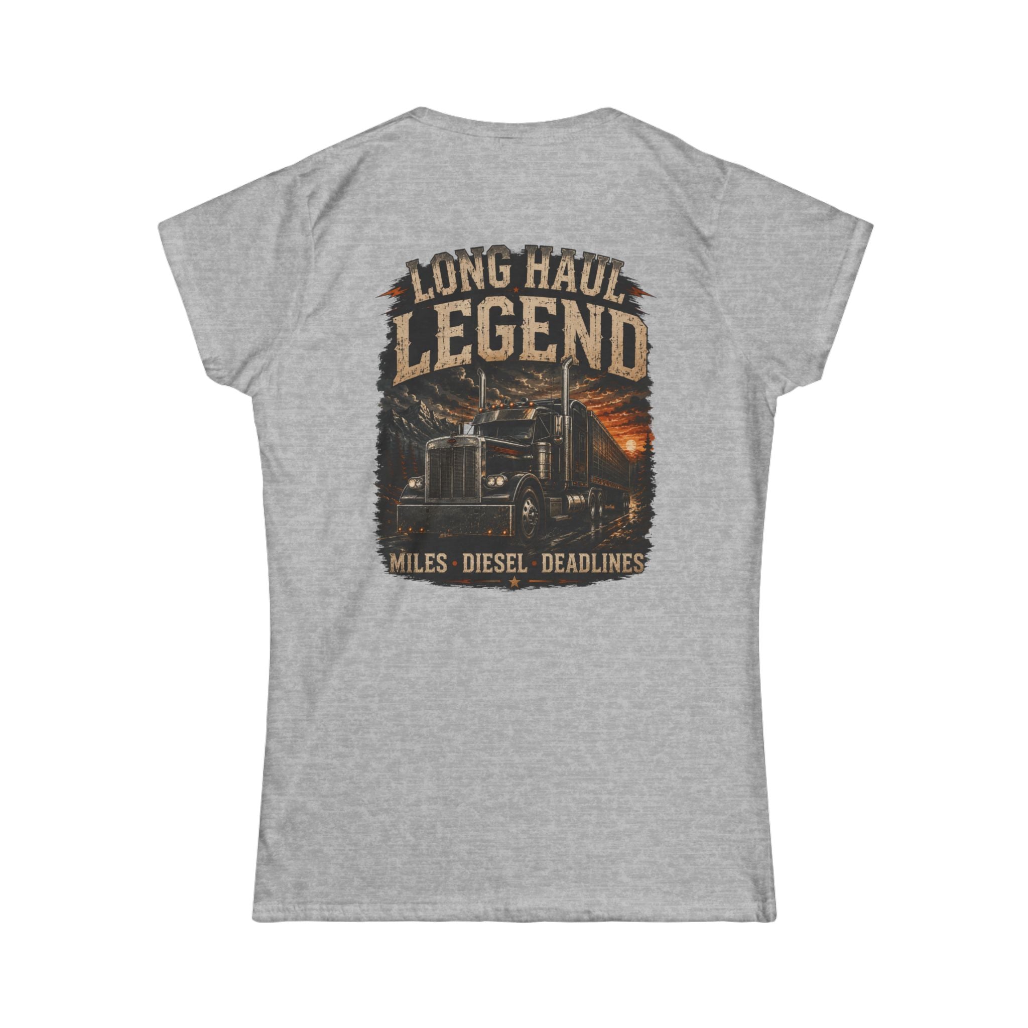 Long Haul Legend Women's Tee – Truck Driver Miles, Diesel Deadlines Graphic Shirt