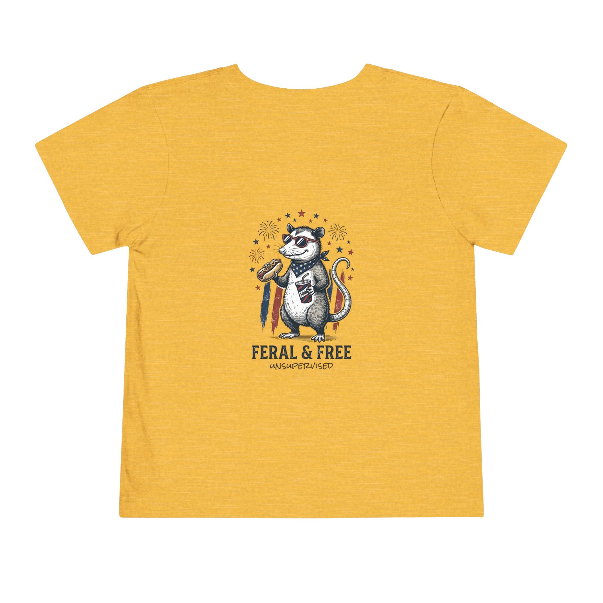Toddler Tee — "Feral & Free" Raccoon 4th of July Patriotic Shirt