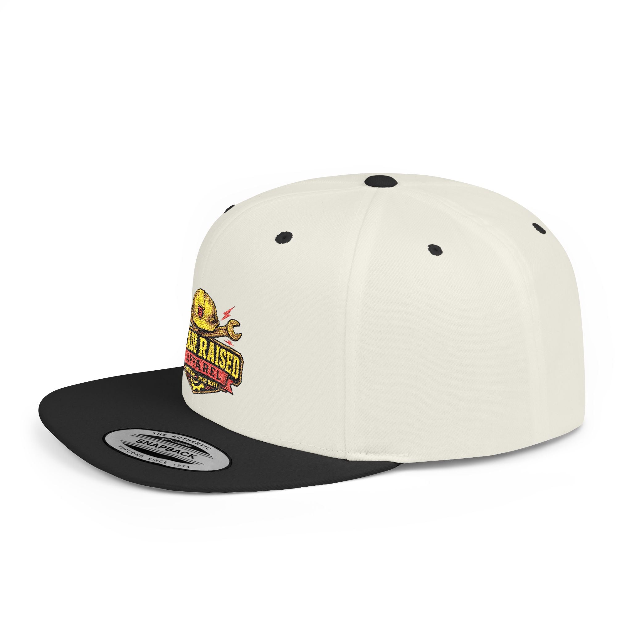 Flat Bill Snapback Hat — "Trade Raised" Logo Cap
