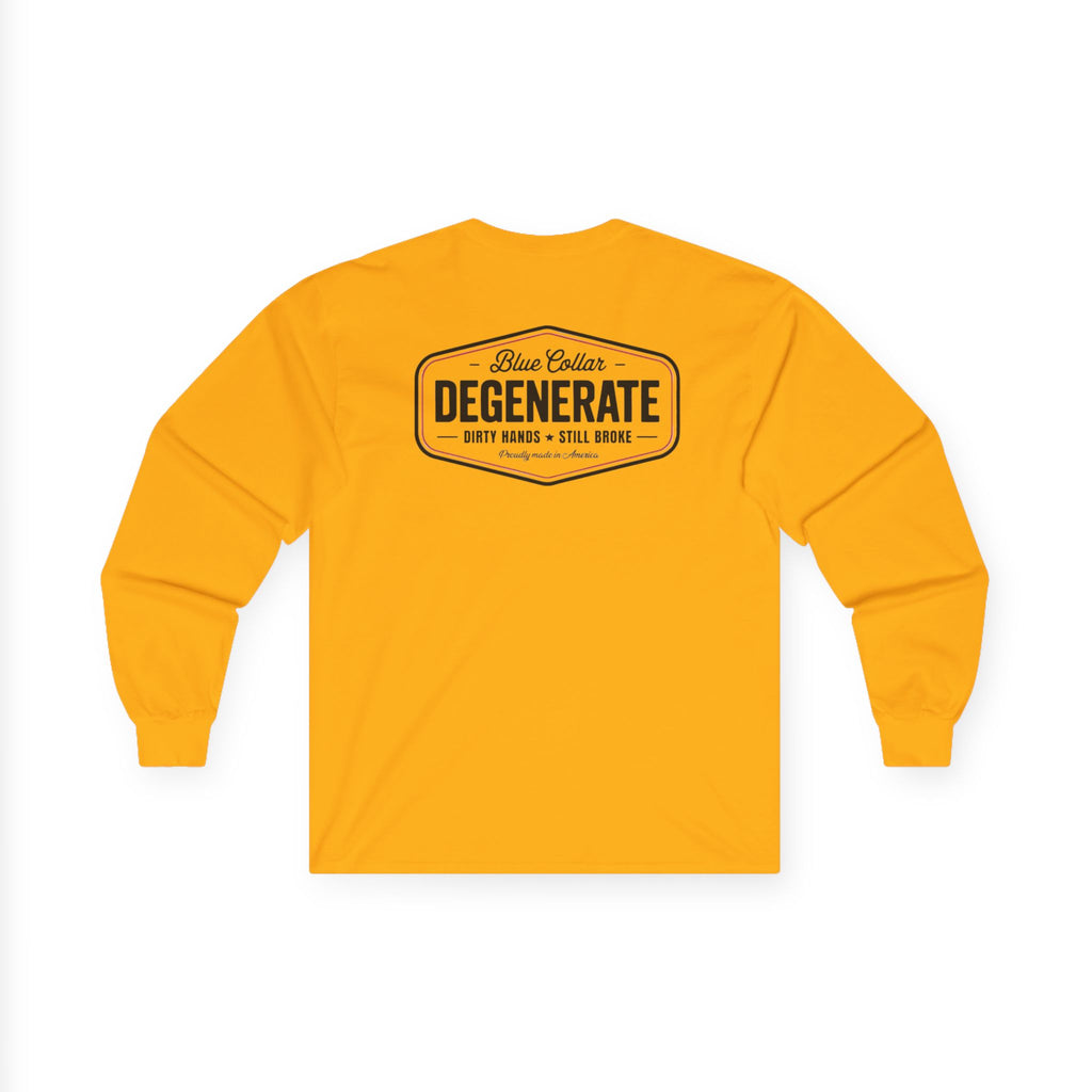 Degenerate Blue Collar Long Sleeve Tee — 'Blue Collar Degenerate' Workwear Shirt
