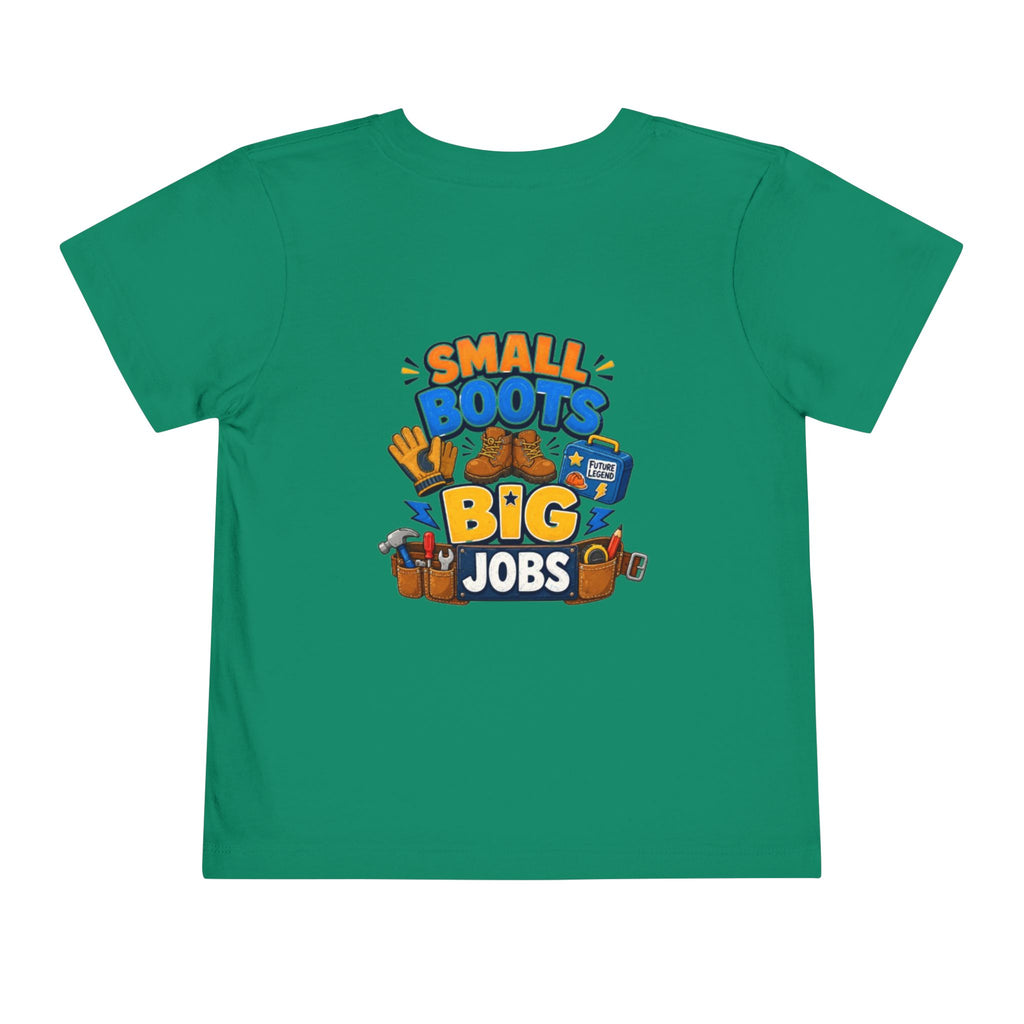 Toddler Tee — "Small Boots Big Jobs" Construction Graphic Shirt