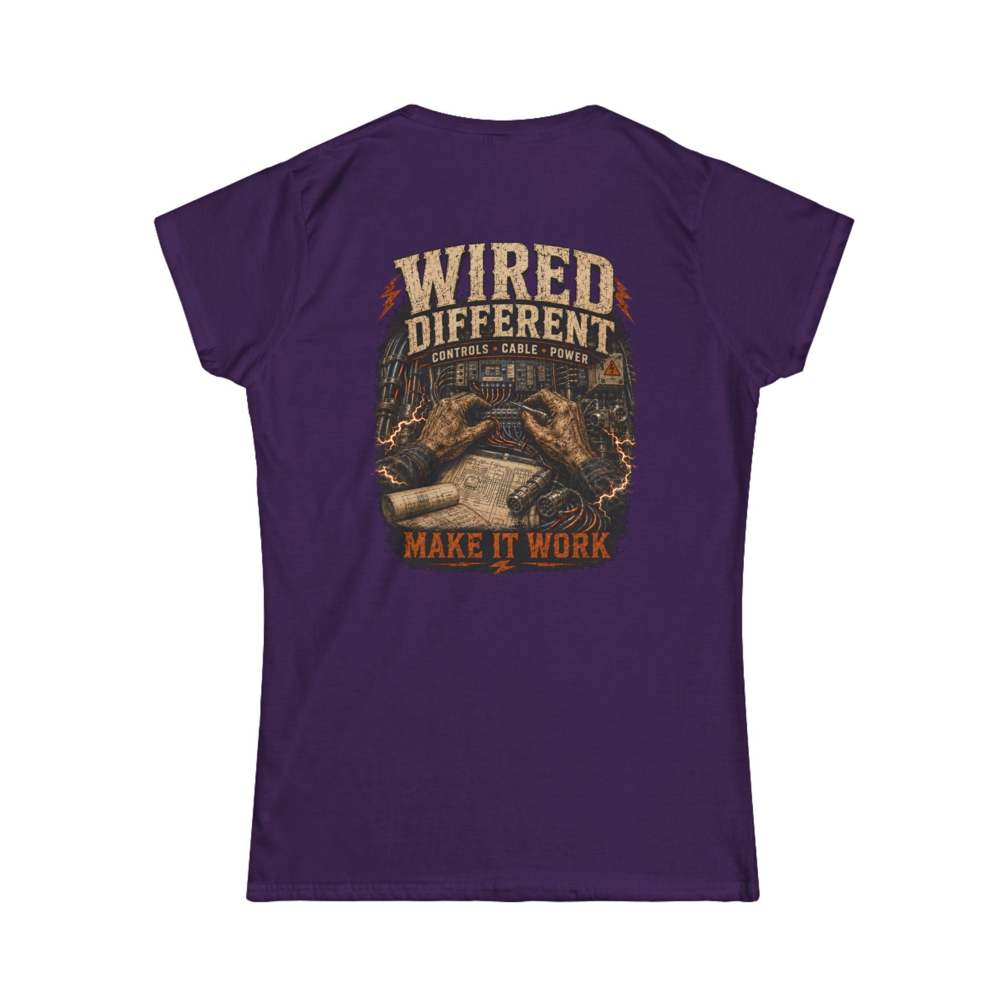 Wired Different Tee — "Make It Work" Electrician Engineer Graphic Women's T‑Shirt