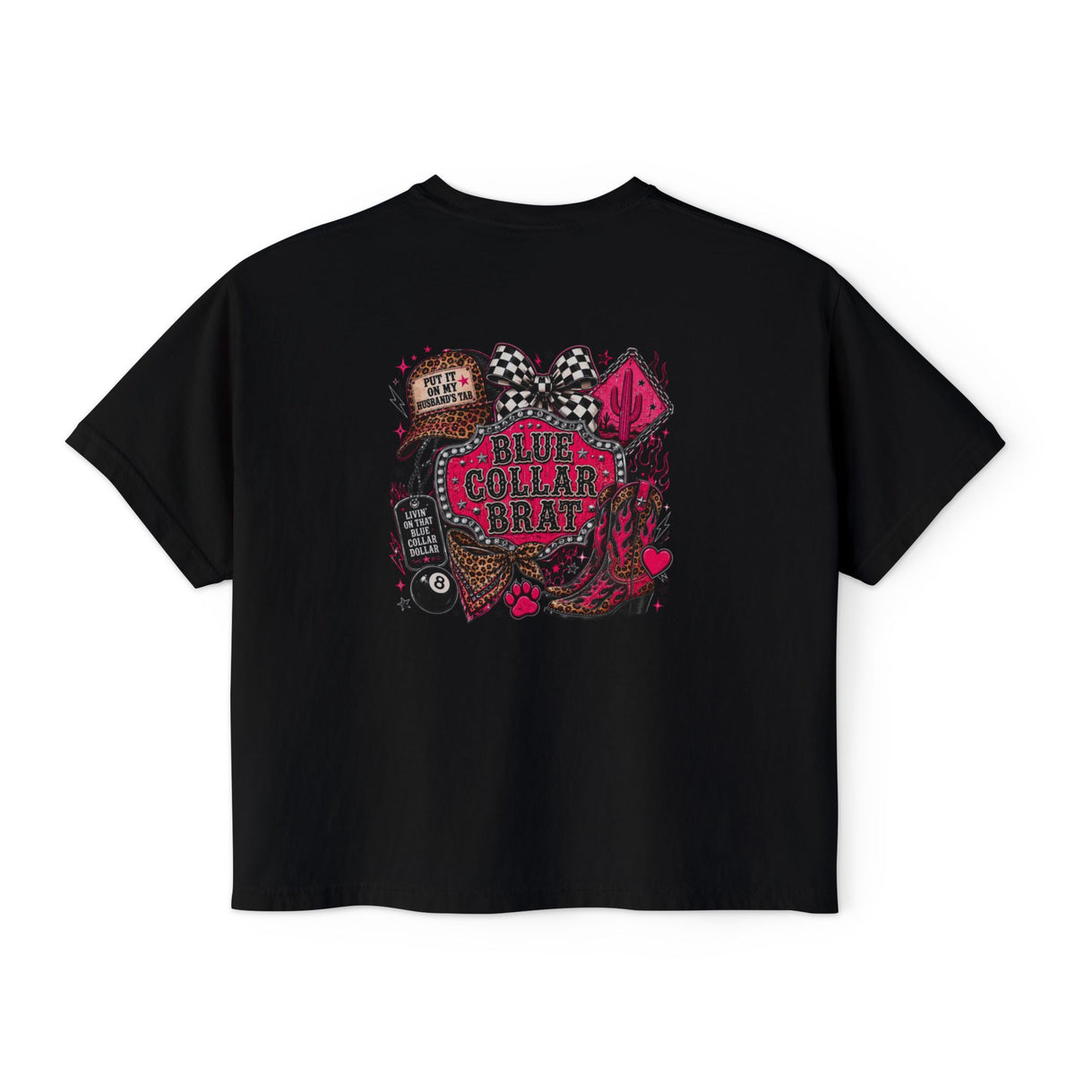 Blue Collar Brat Women's Boxy Tee — Retro Workwear Graphic Crop T-Shirt