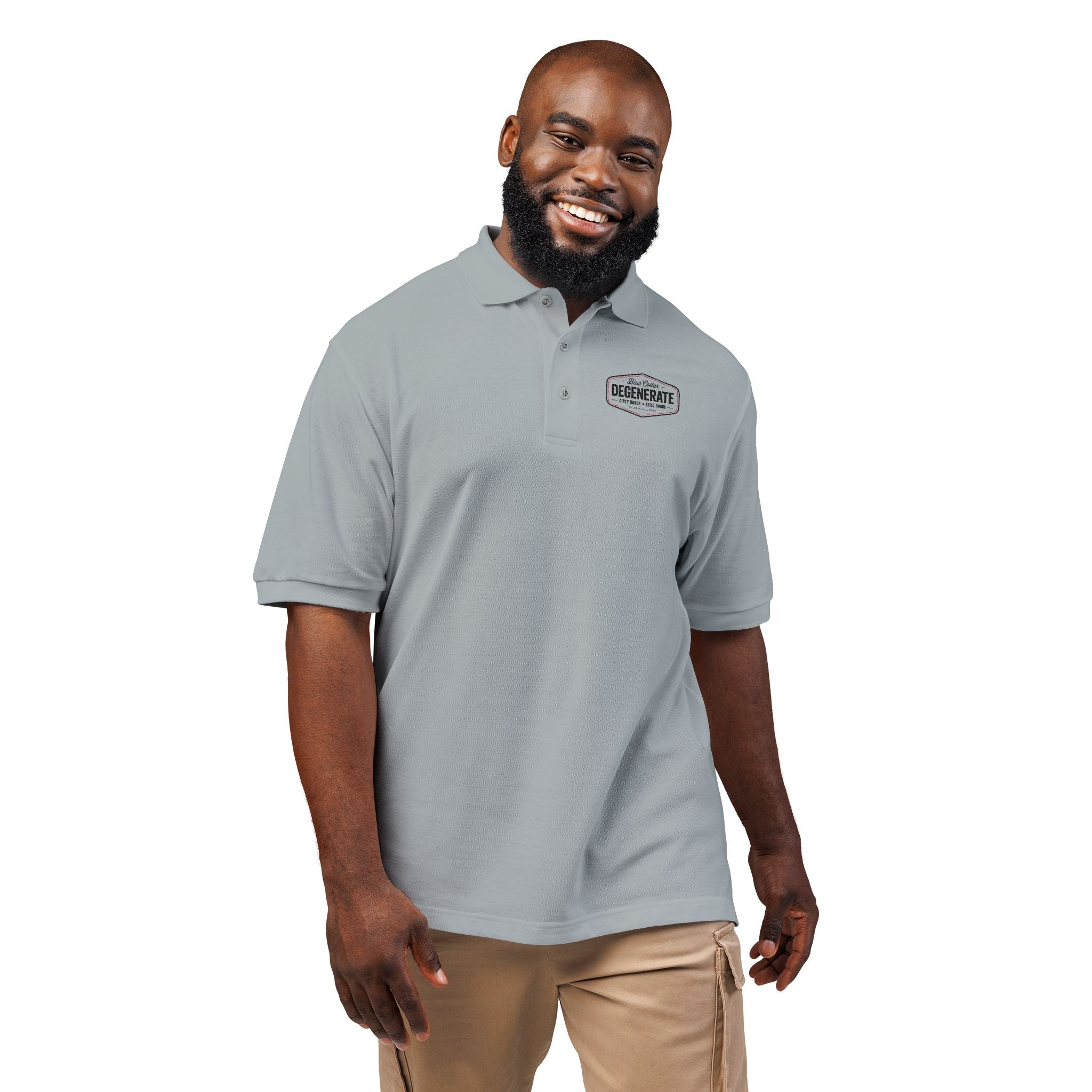Embroidered Blue Collar Degenerate Polo Shirt