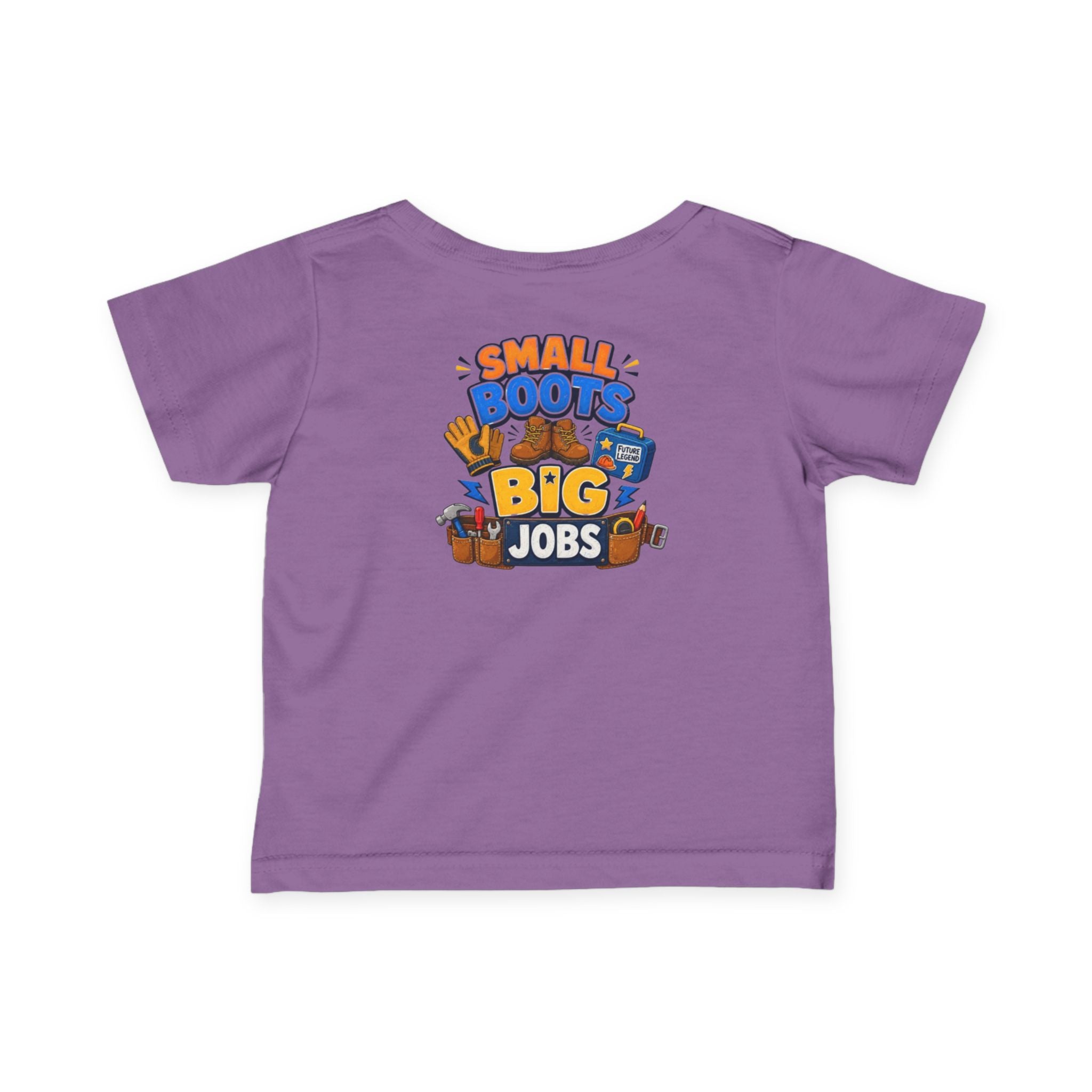 Infant Tee — “Small Boots Big Jobs” Construction Baby Shirt