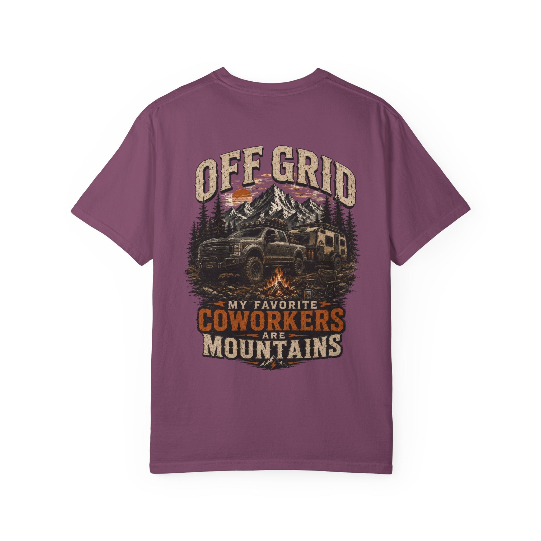 Off Grid Mountains T-Shirt — "Off Grid: My Favorite Coworkers Are Mountains" Adventure Tee