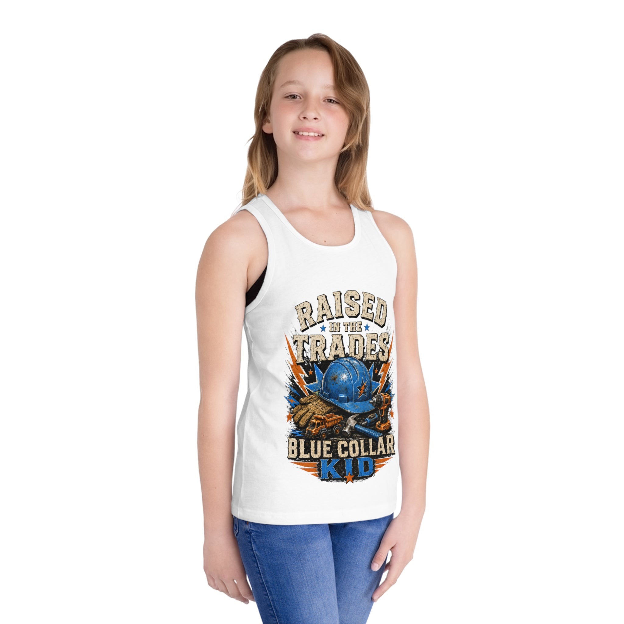 Raised by the Trades Blue Collar Kid Tank Top (Kids)
