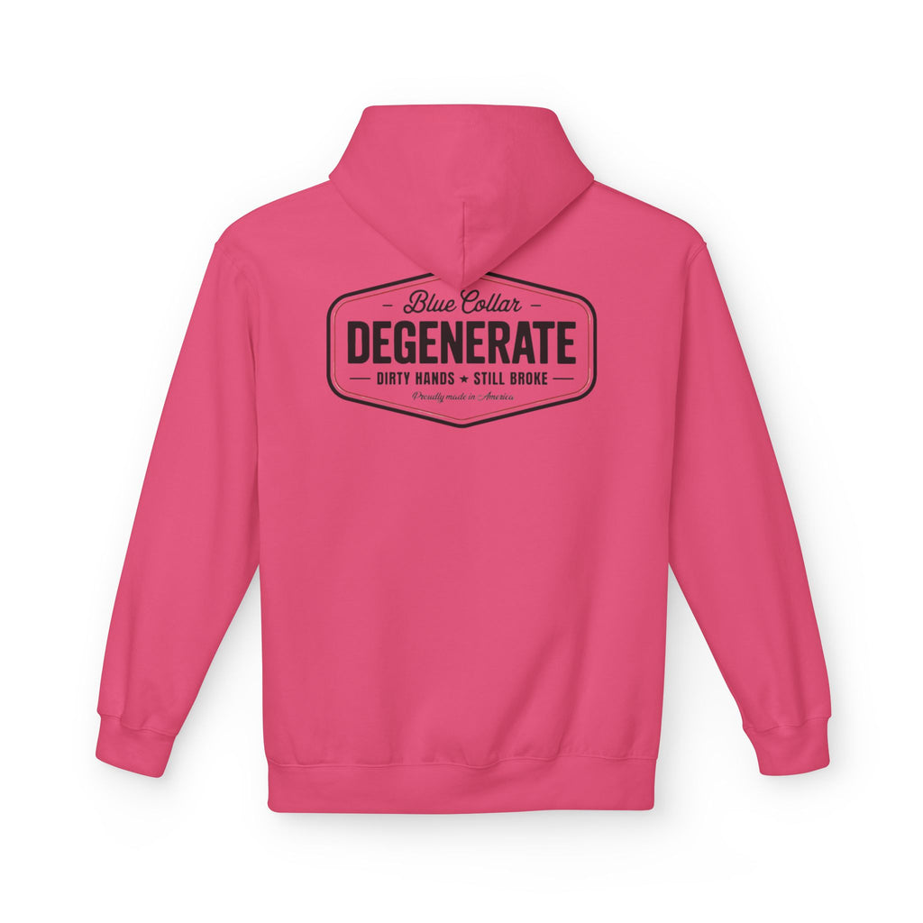 Blue Collar Degenerate Hoodie – "Dirty Hands • Still Broke" Workwear Pullover