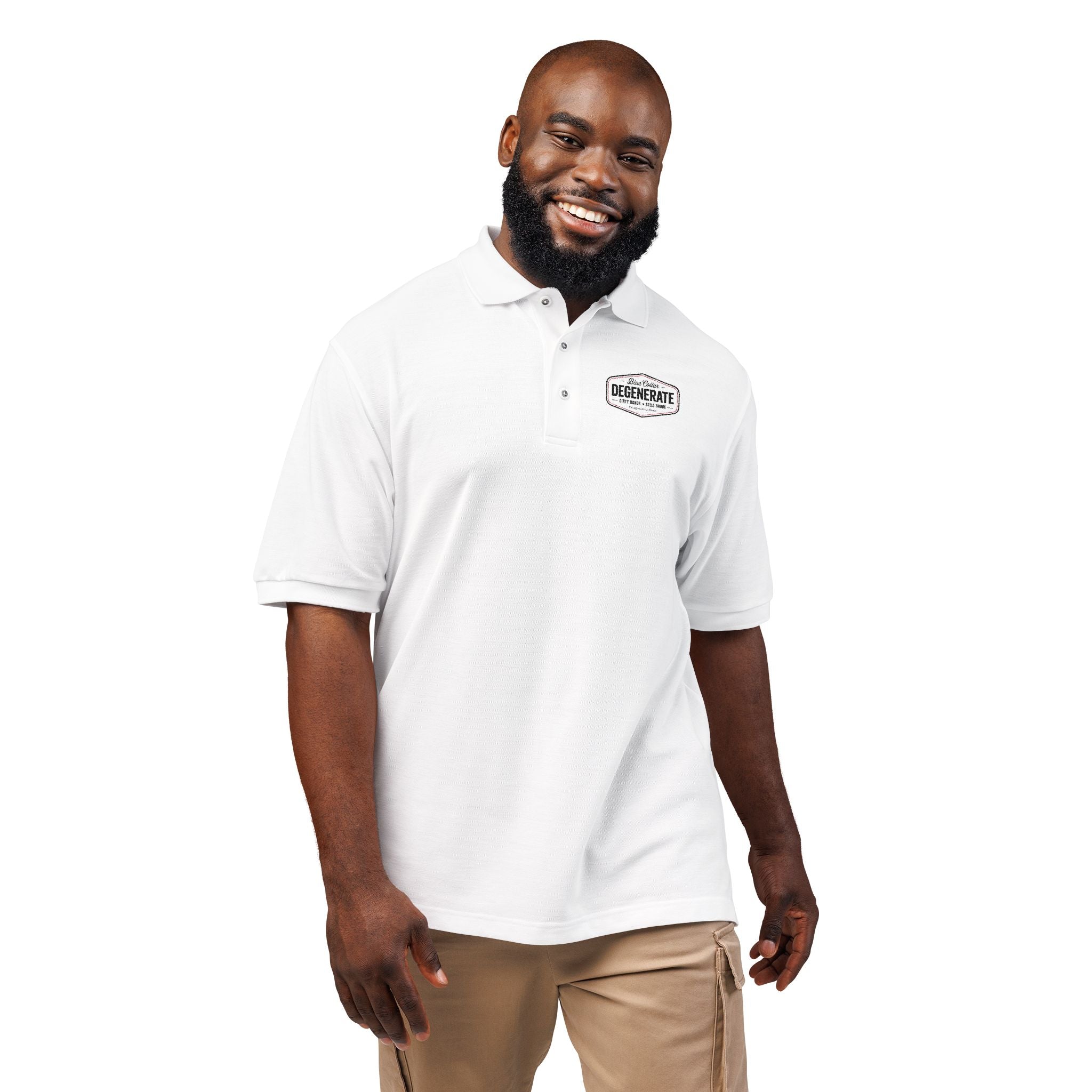 Embroidered Blue Collar Degenerate Polo Shirt