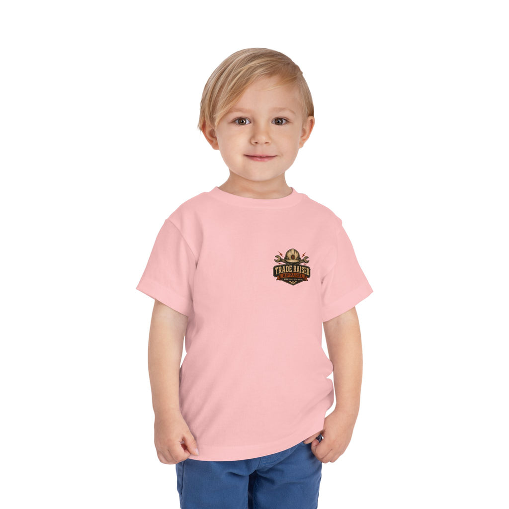 Toddler Tee — "Raised in the Trades" Blue Collar Kid Shirt