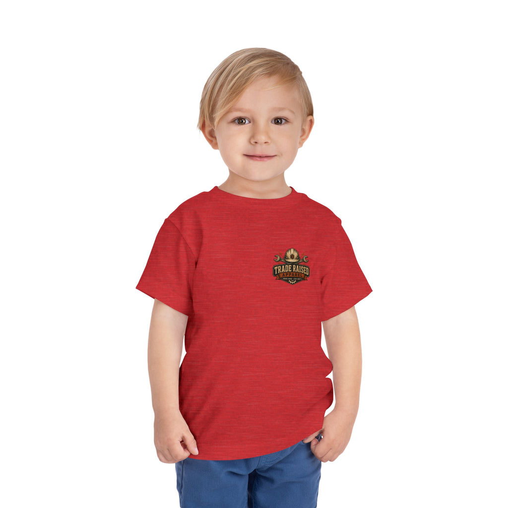 Toddler Tee — "Raised in the Trades" Blue Collar Kid Shirt