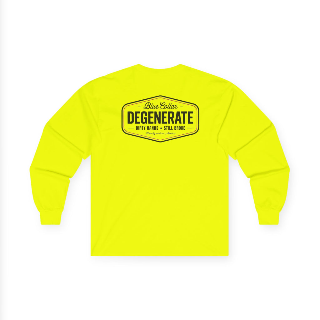 Degenerate Blue Collar Long Sleeve Tee — 'Blue Collar Degenerate' Workwear Shirt