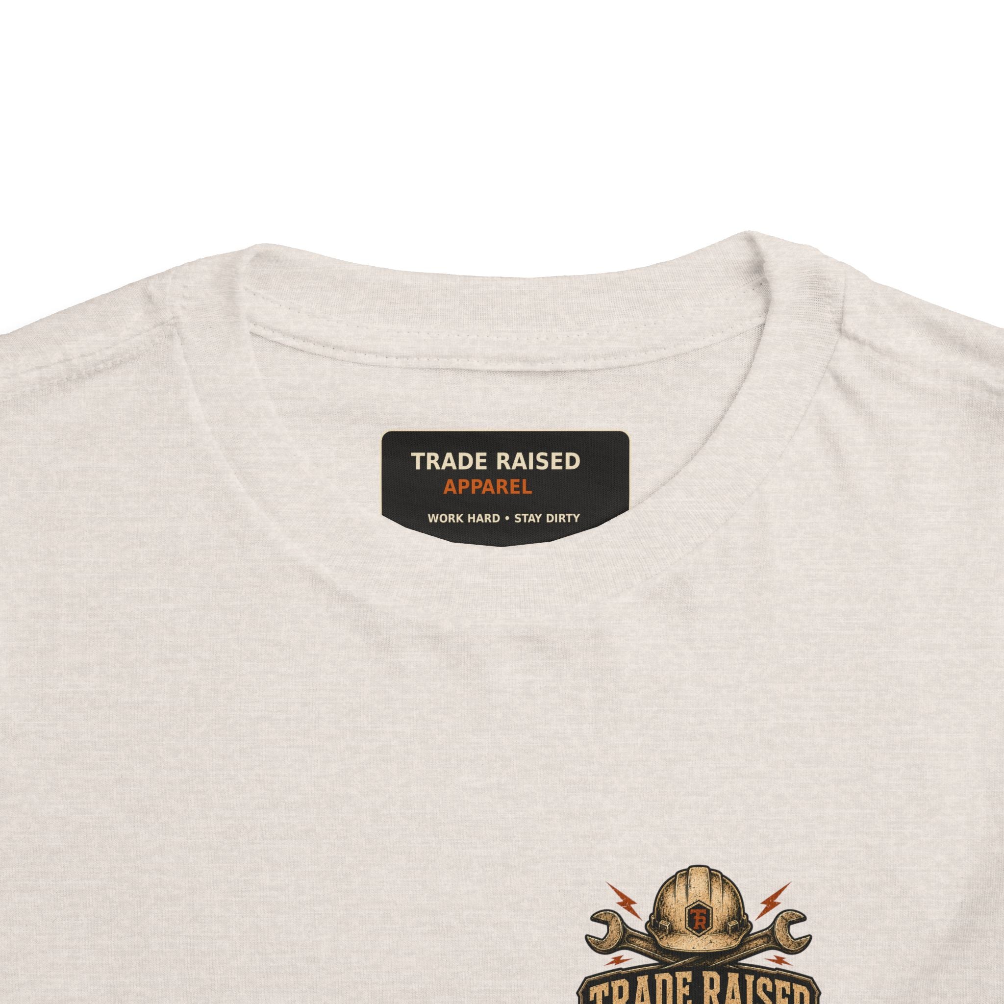 Toddler Tee — "Raised in the Trades" Blue Collar Kid Shirt