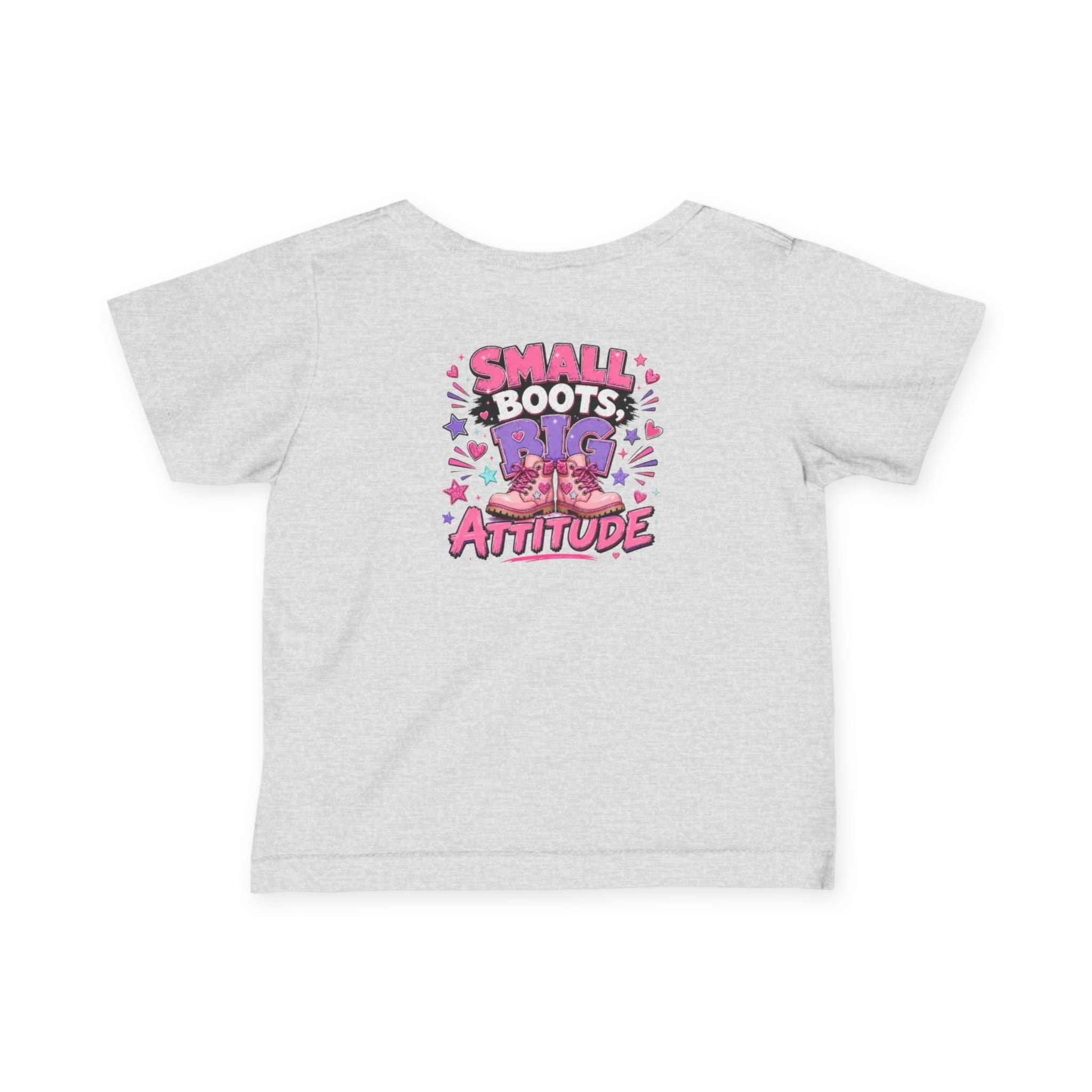 Infant Tee — "Small Boots Big Attitude" Cute Baby Boot Graphic Shirt