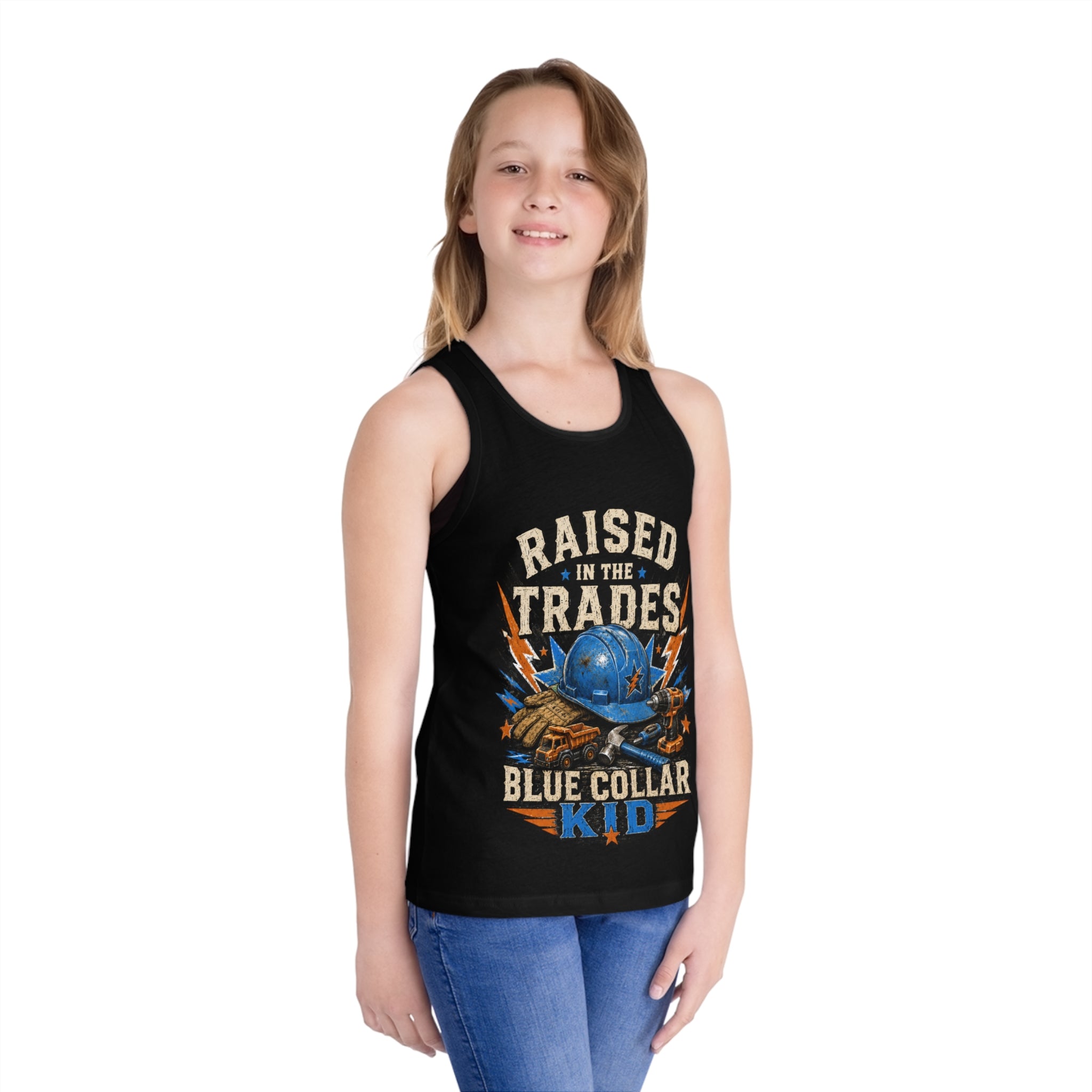 Raised by the Trades Blue Collar Kid Tank Top (Kids)