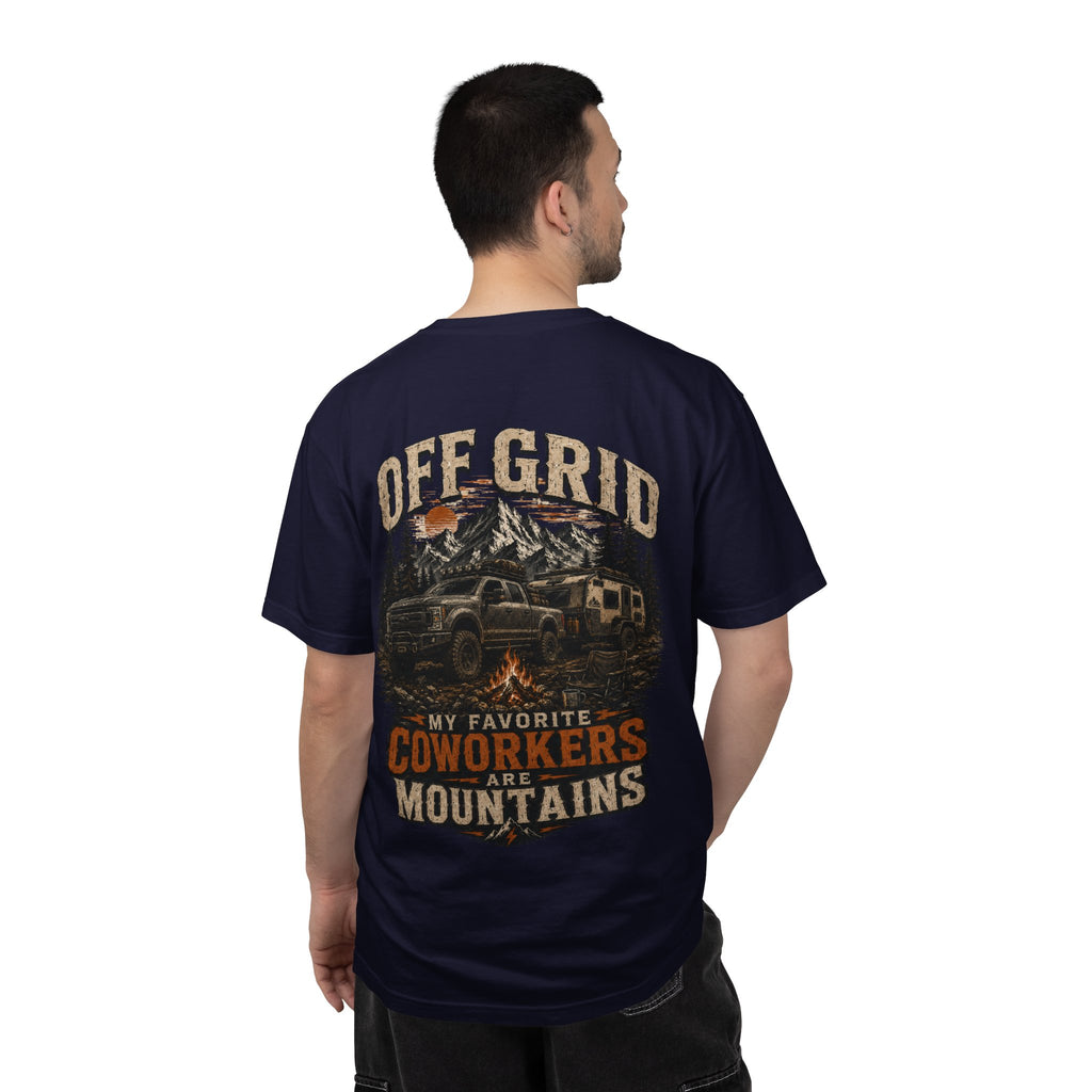 Off Grid Mountains T-Shirt — "Off Grid: My Favorite Coworkers Are Mountains" Adventure Tee