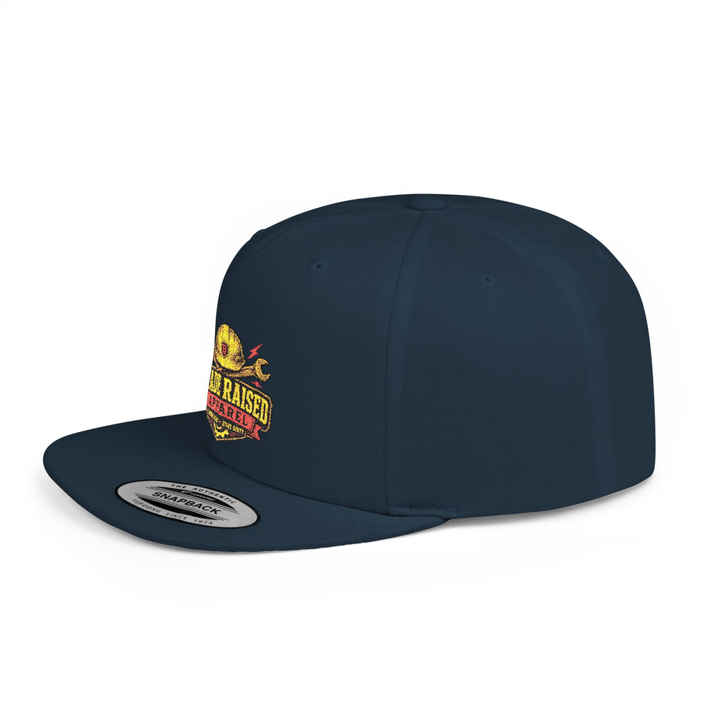 Flat Bill Snapback Hat — "Trade Raised" Logo Cap